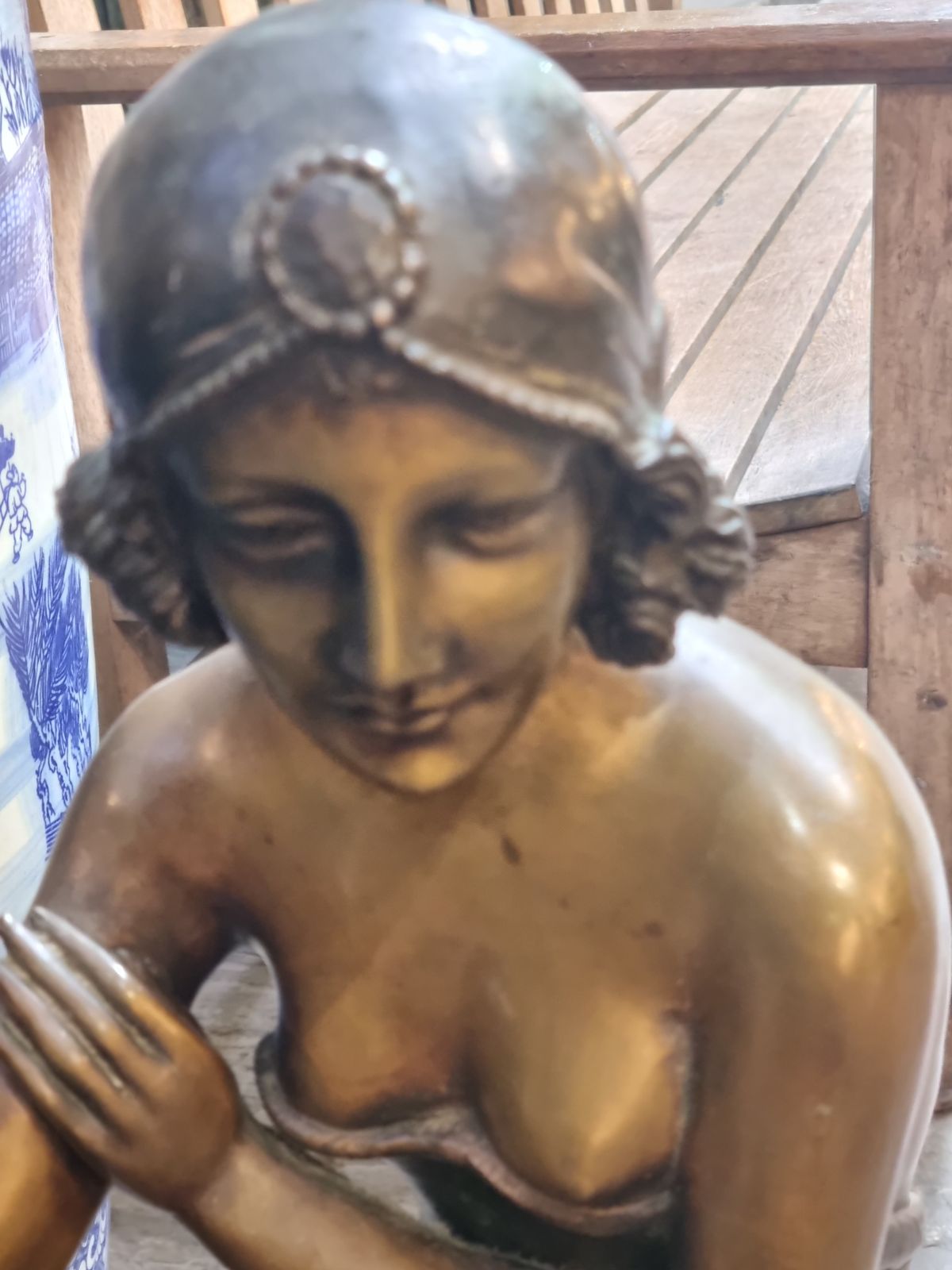 Art Deco Style Bronze Of A Seated Lady photo furniture