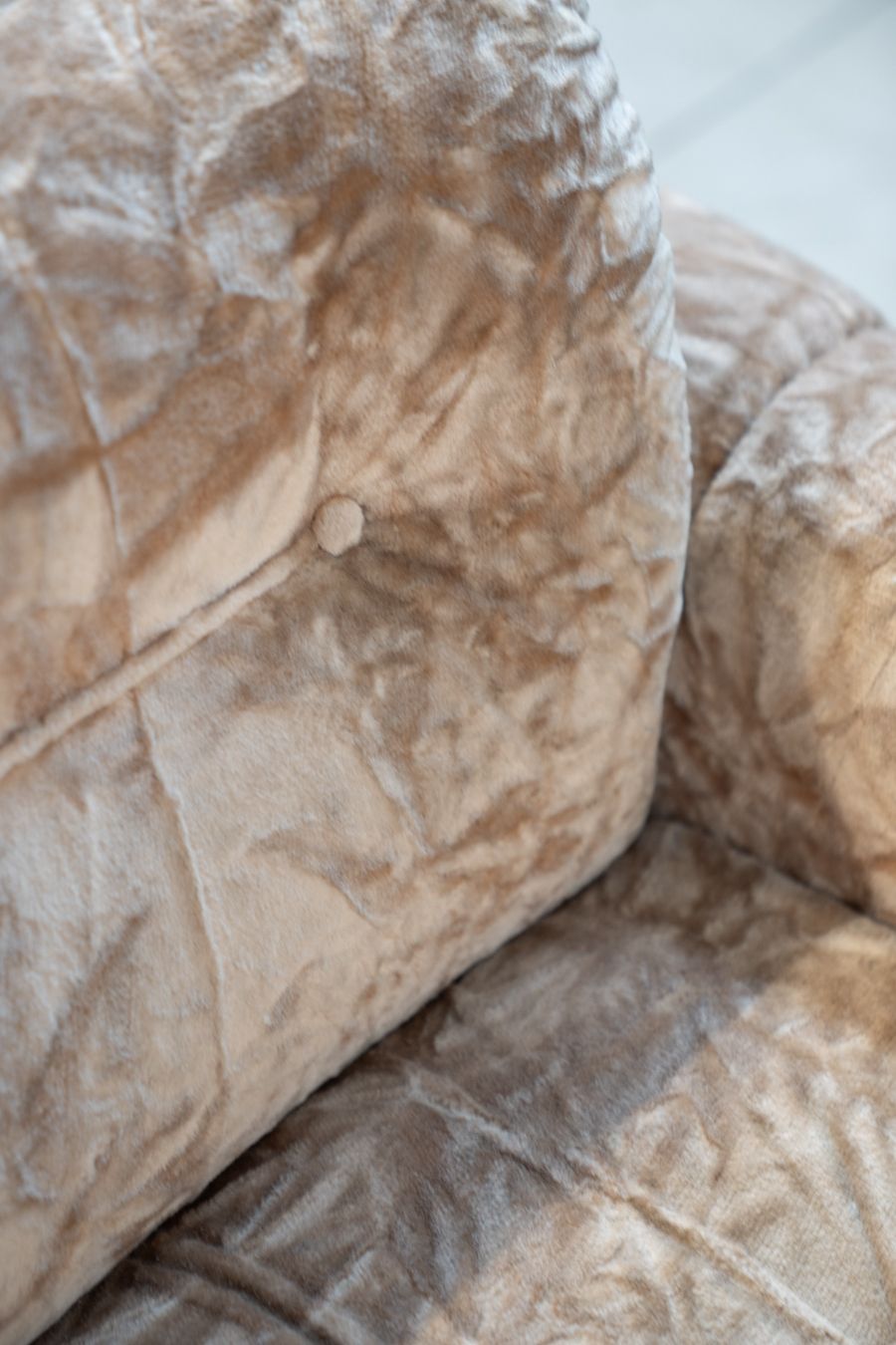 photo furniture Piazzesi Style Chenille Armchair With Brushed Aluminum Profiles   70s