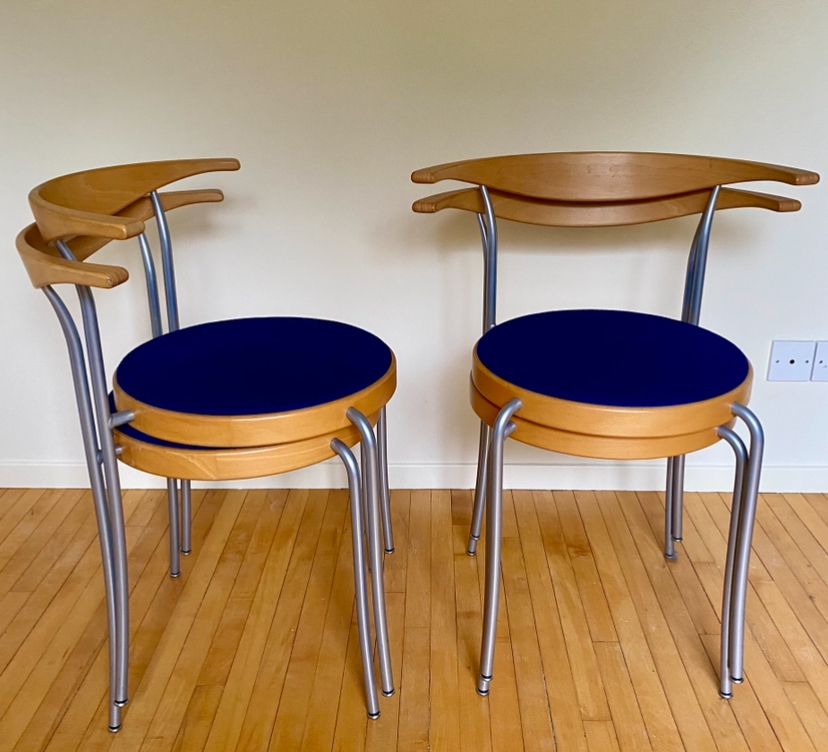 Set Of 4 Stacking Beechwood Chairs: Magnus Olesen photo 495.0