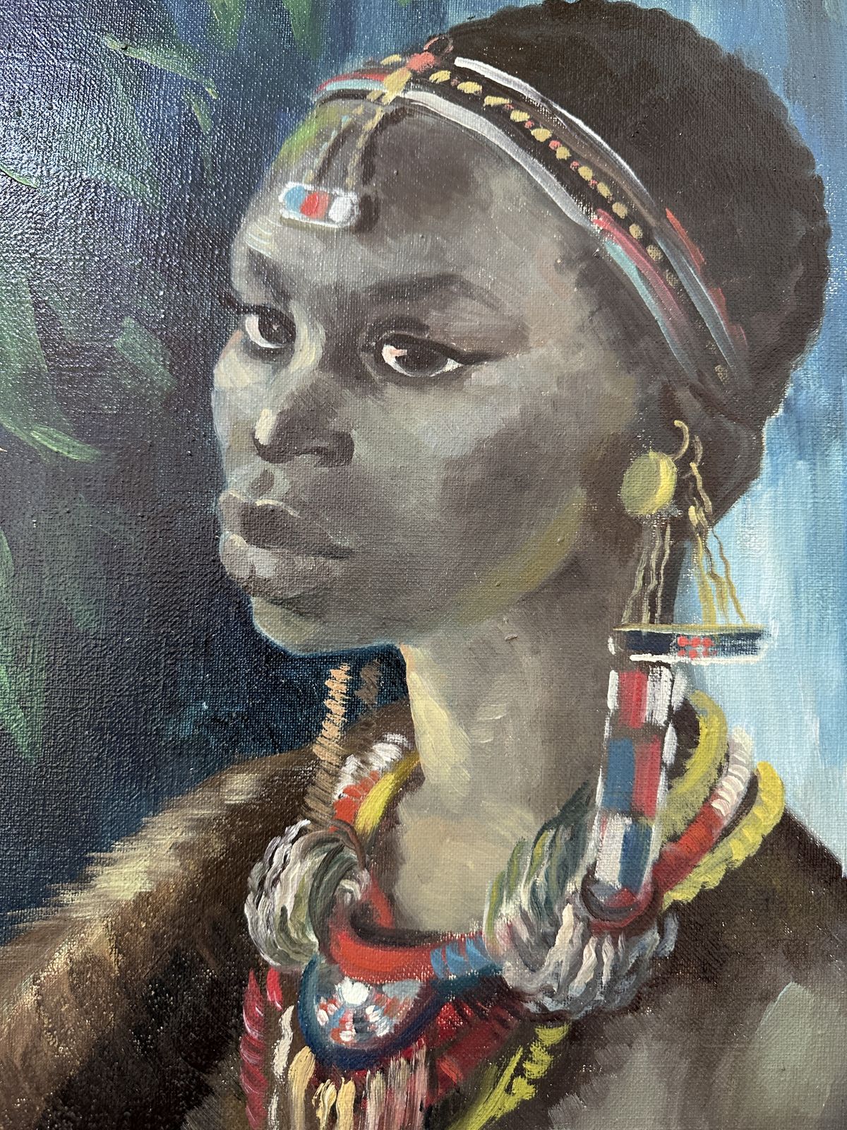 Gaby Remnant   ‘Kipsigis Bride’ Portrait Kenya 1963 Original Oil Painting Framed photo vintage