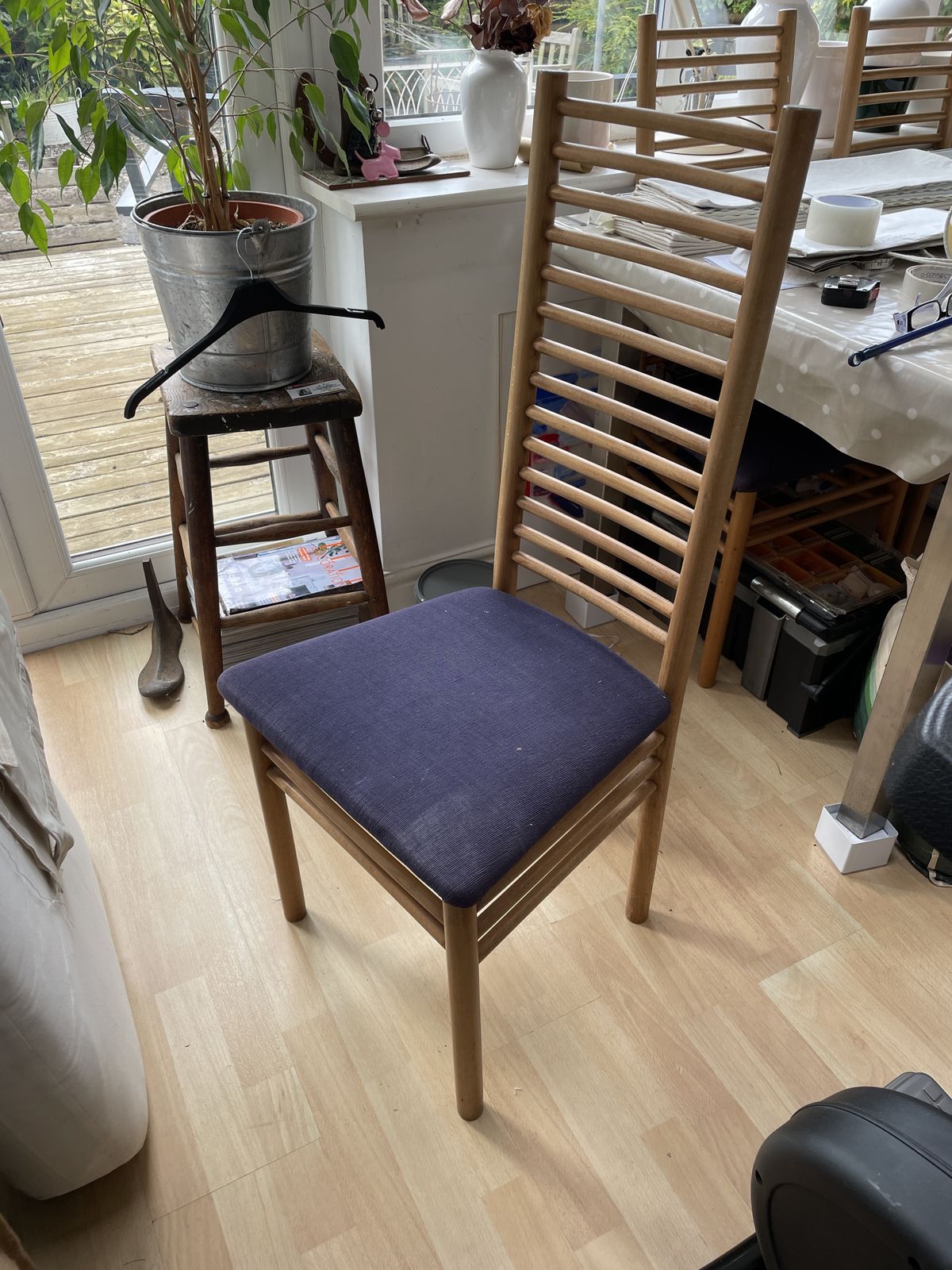 Set Of 6 Ladder Back Dining Chairs photo for sale
