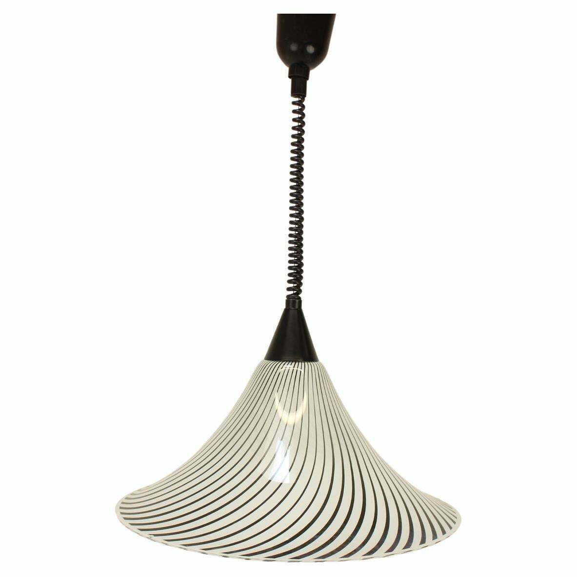 1960's Mid Century Glass Chandelier In The Style Of "Trumpet", Czechoslovakia