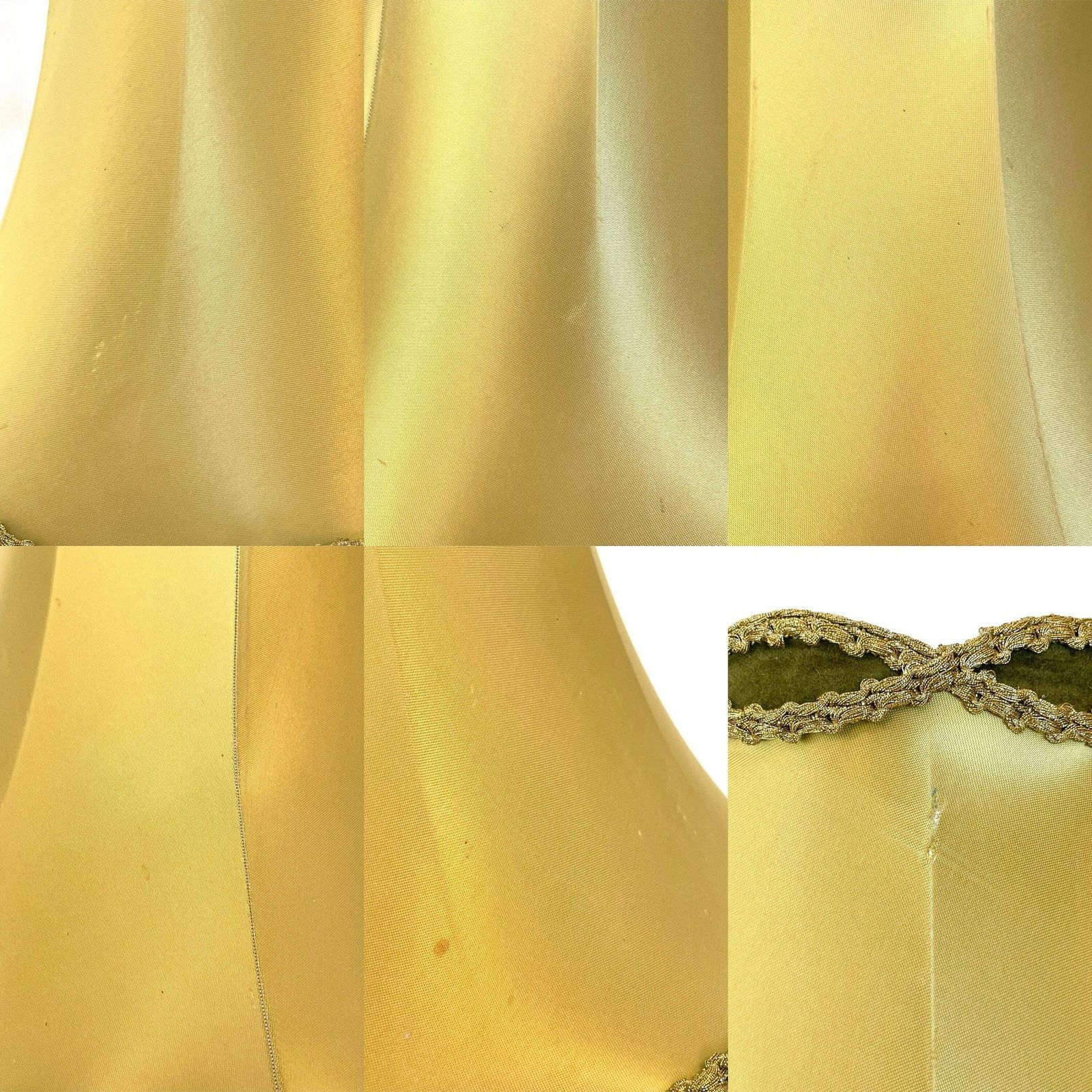 photo for sale Majestic Danish Mid Century Vintage 1960s Solid Carved Wood Table Lamp With Gorgeous Green And Gold Fabric Shade In Elegant Design Details