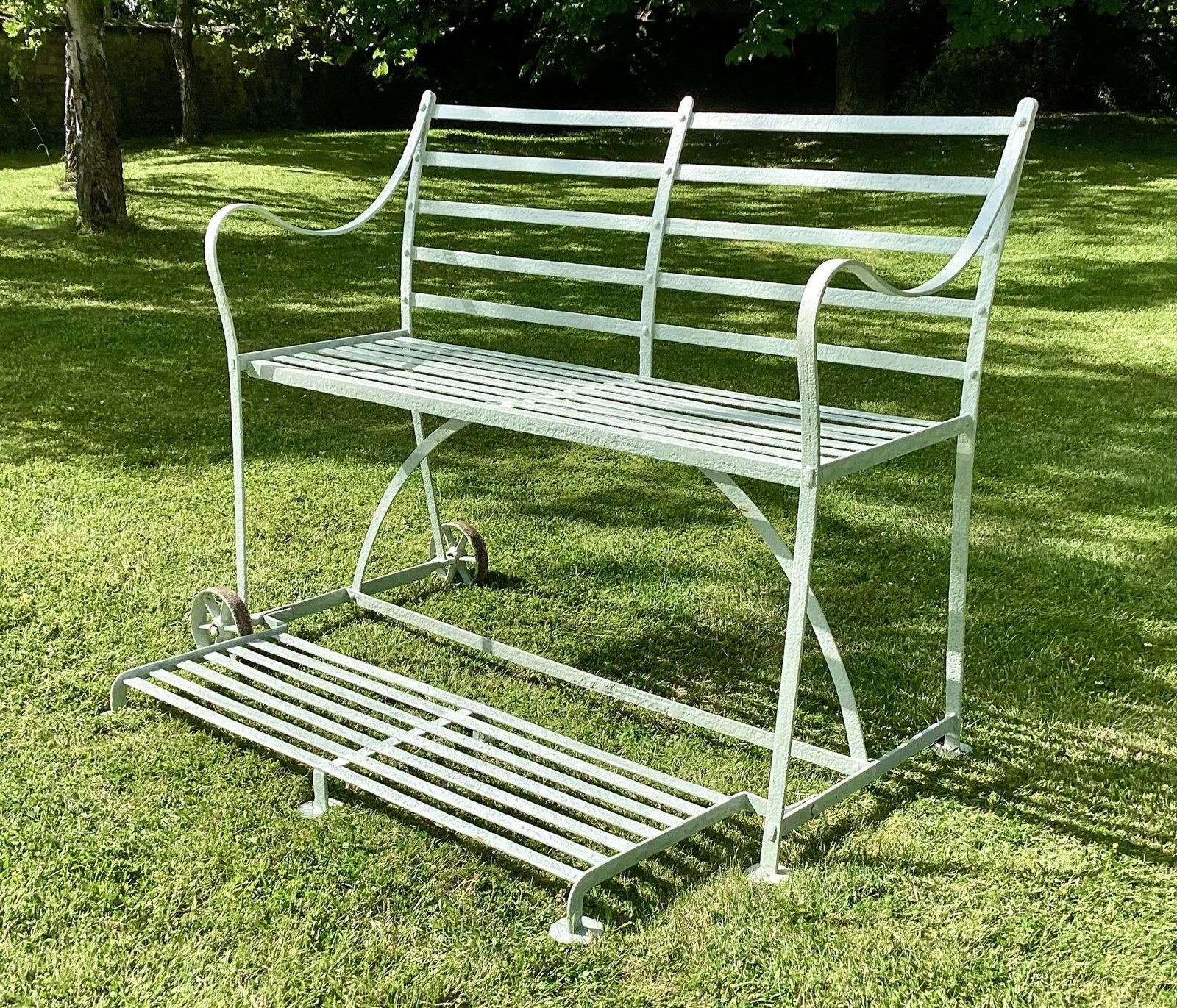 Rare Regency Wrought Iron Strap Work Garden Croquet/Tennis Seat