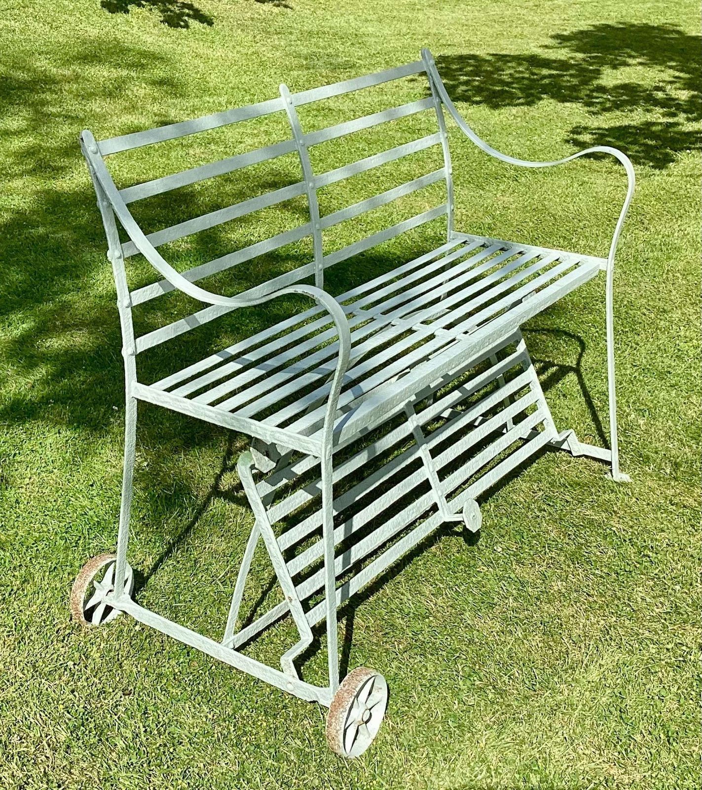 Rare Regency Wrought Iron Strap Work Garden Croquet/Tennis Seat photo furniture