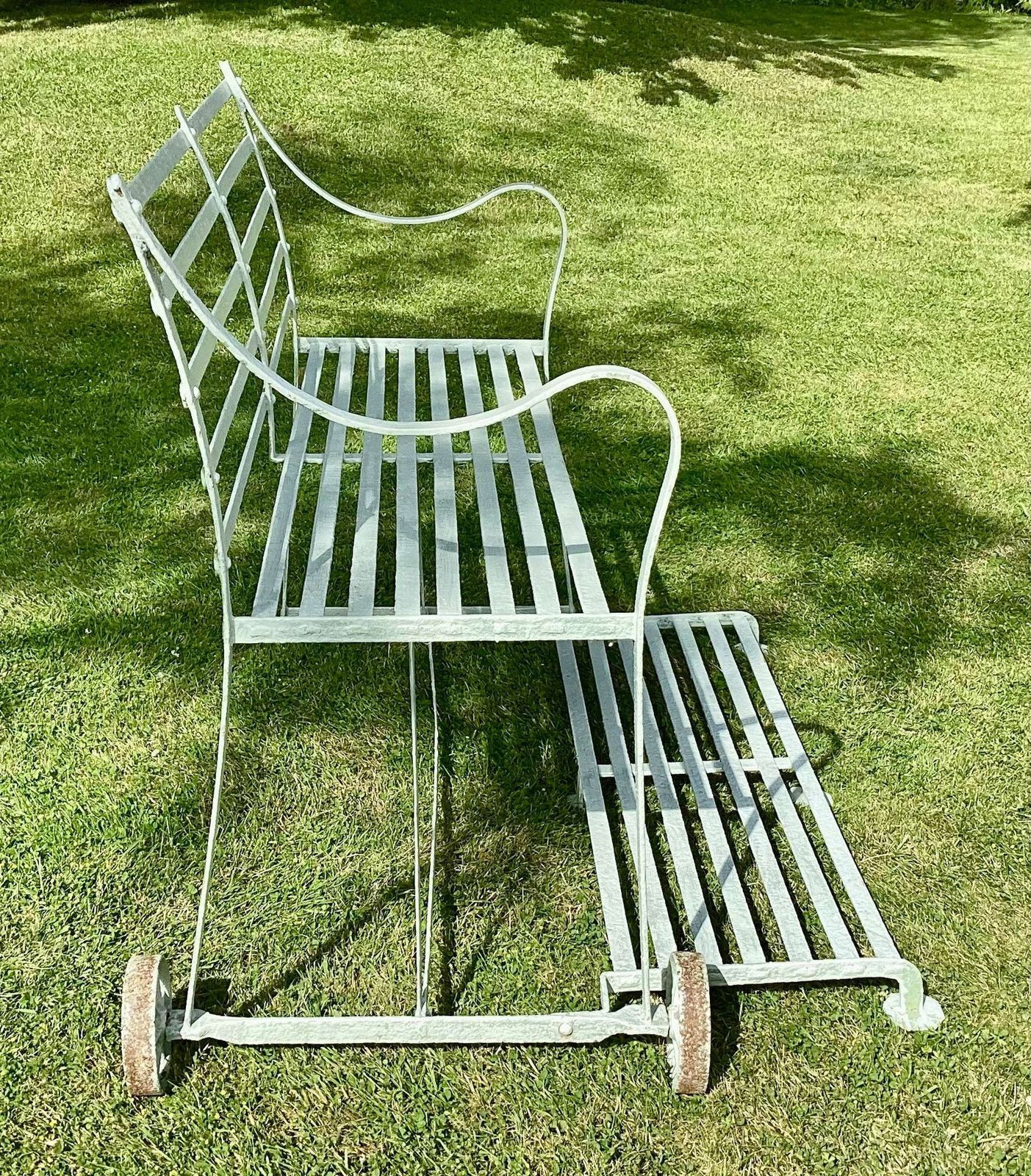 Rare Regency Wrought Iron Strap Work Garden Croquet/Tennis Seat photo for sale