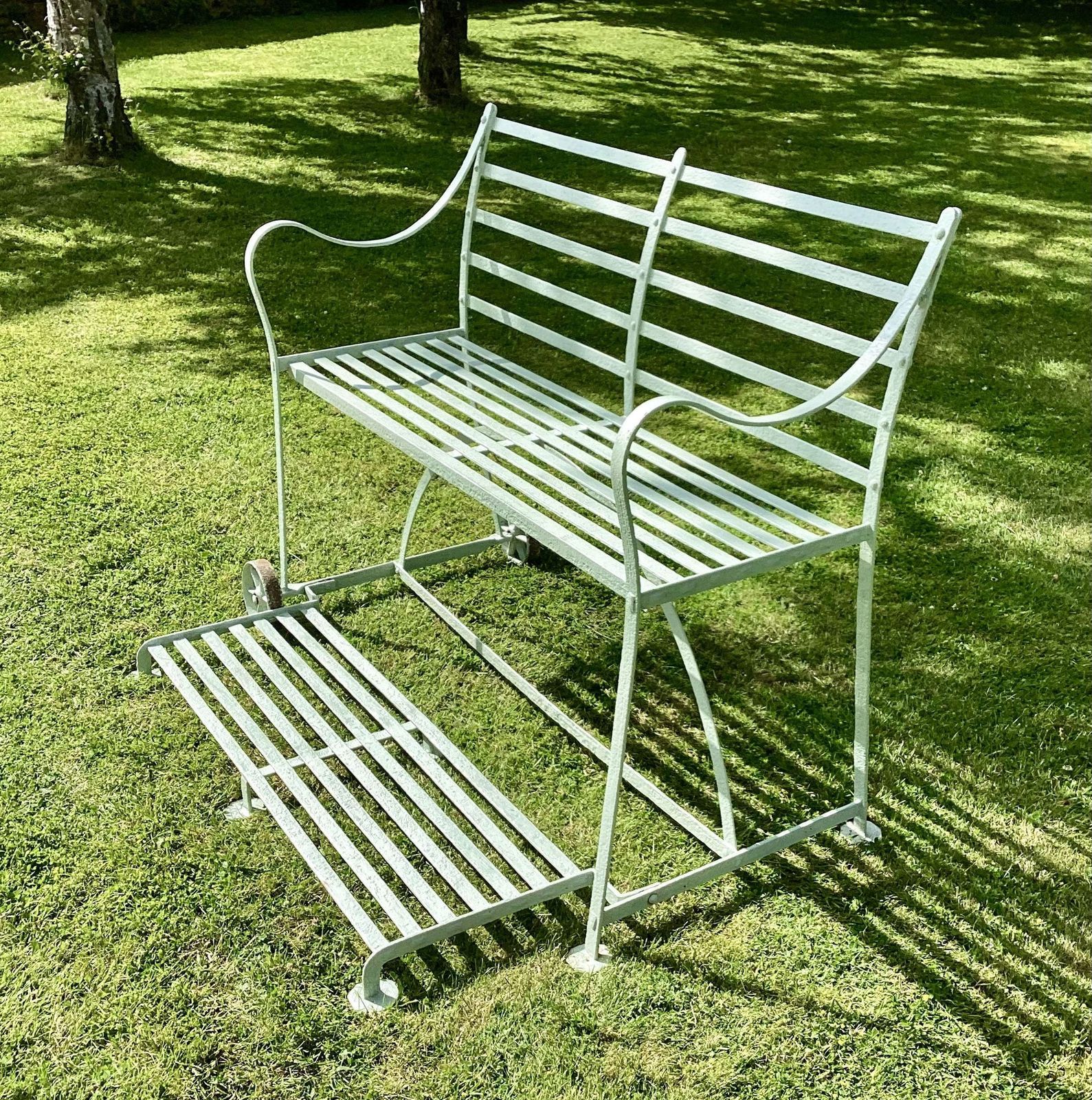 Rare Regency Wrought Iron Strap Work Garden Croquet/Tennis Seat photo buy