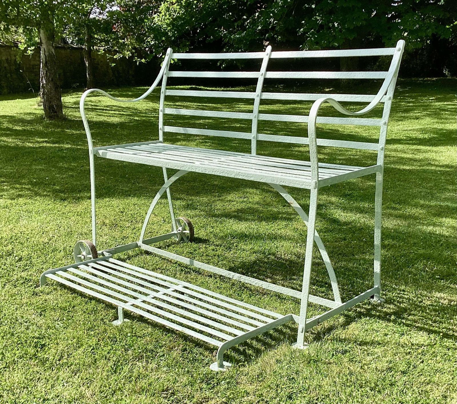 Rare Regency Wrought Iron Strap Work Garden Croquet/Tennis Seat photo vintage