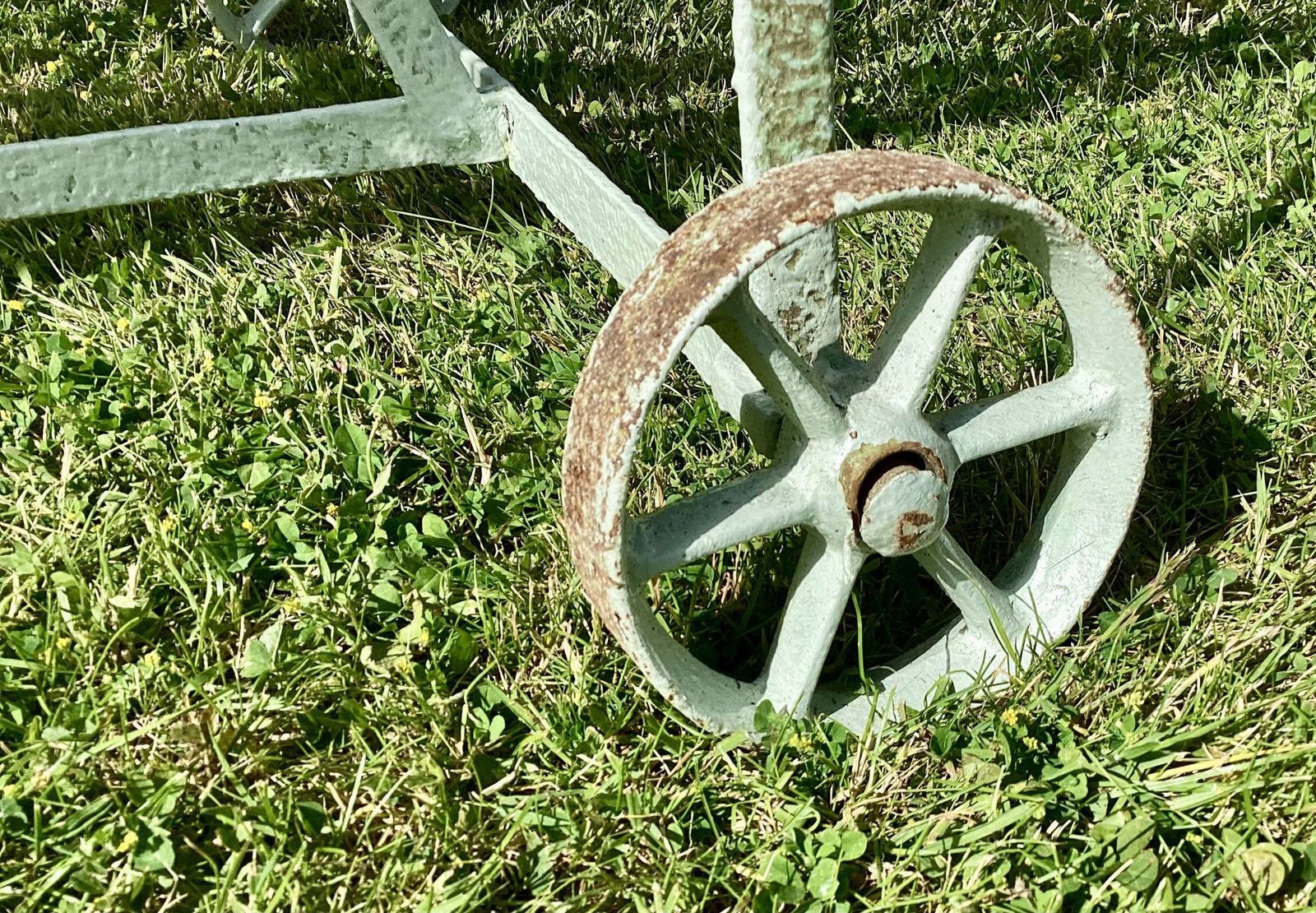 photo buy Rare Regency Wrought Iron Strap Work Garden Croquet/Tennis Seat