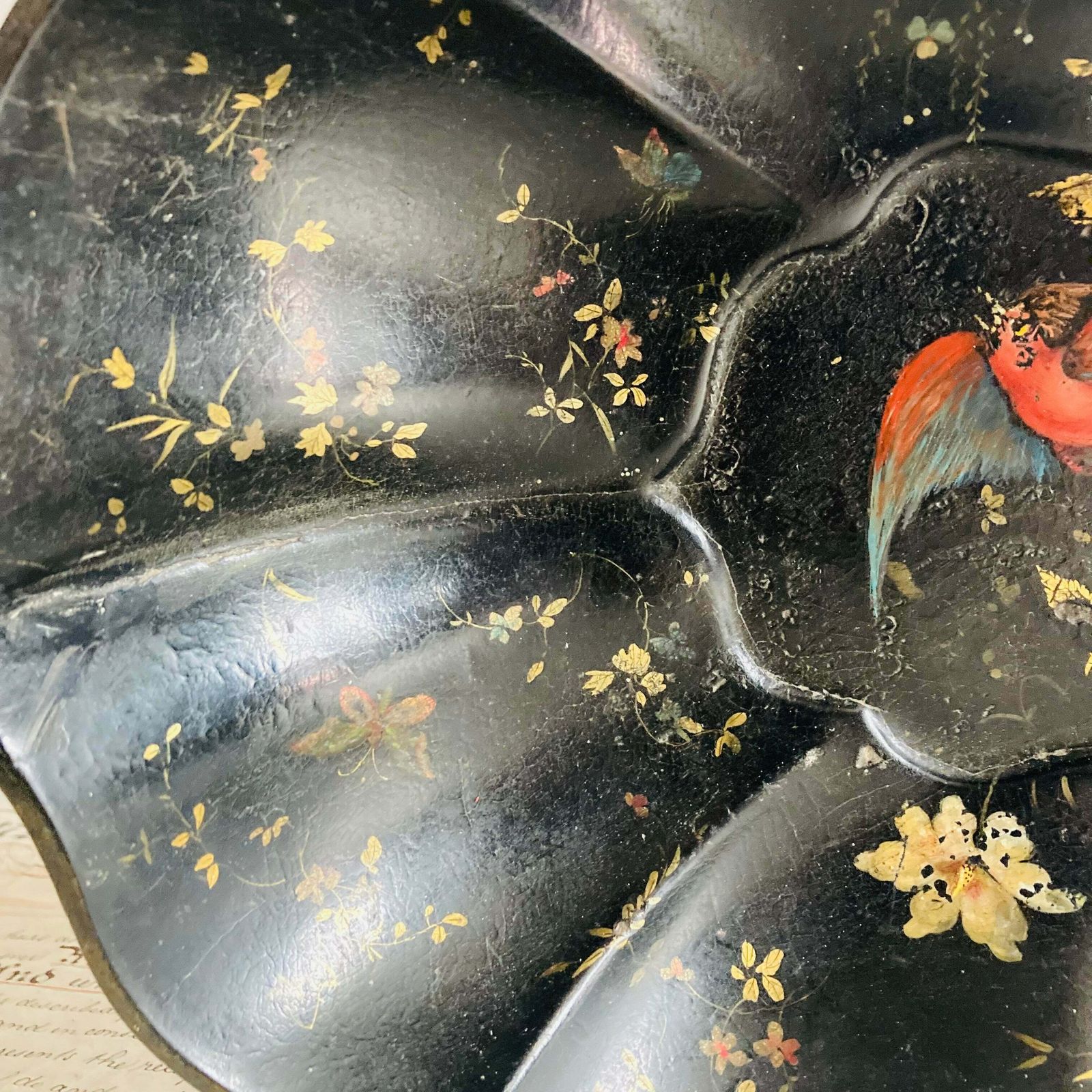 Antique Chinoiserie Papier Mache Bowl photo vintage