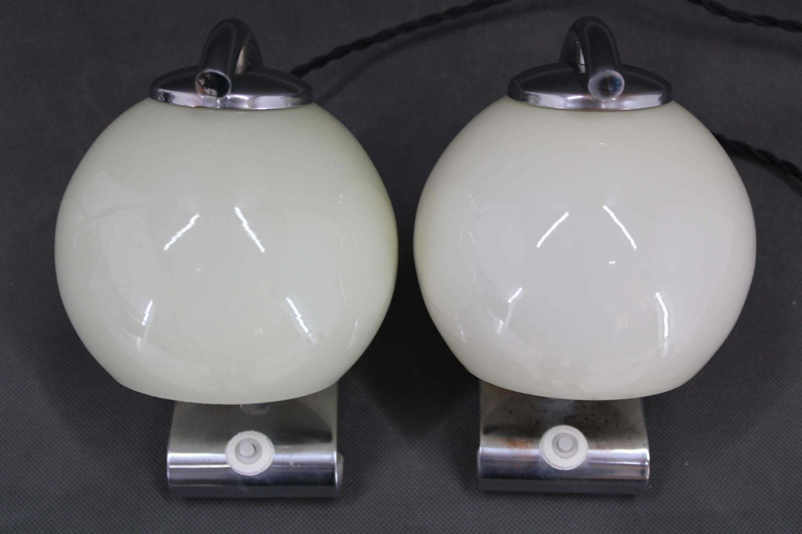 1930s Pair Of Art Deco Chrome Plated Table Lamps, Czechoslovakia photo Lighting