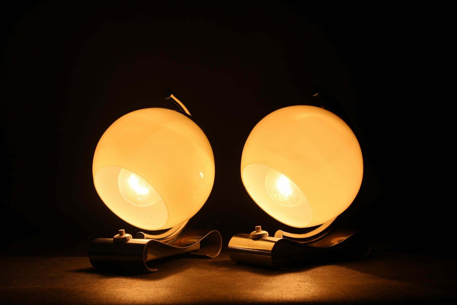 1930s Pair Of Art Deco Chrome Plated Table Lamps, Czechoslovakia photo buy