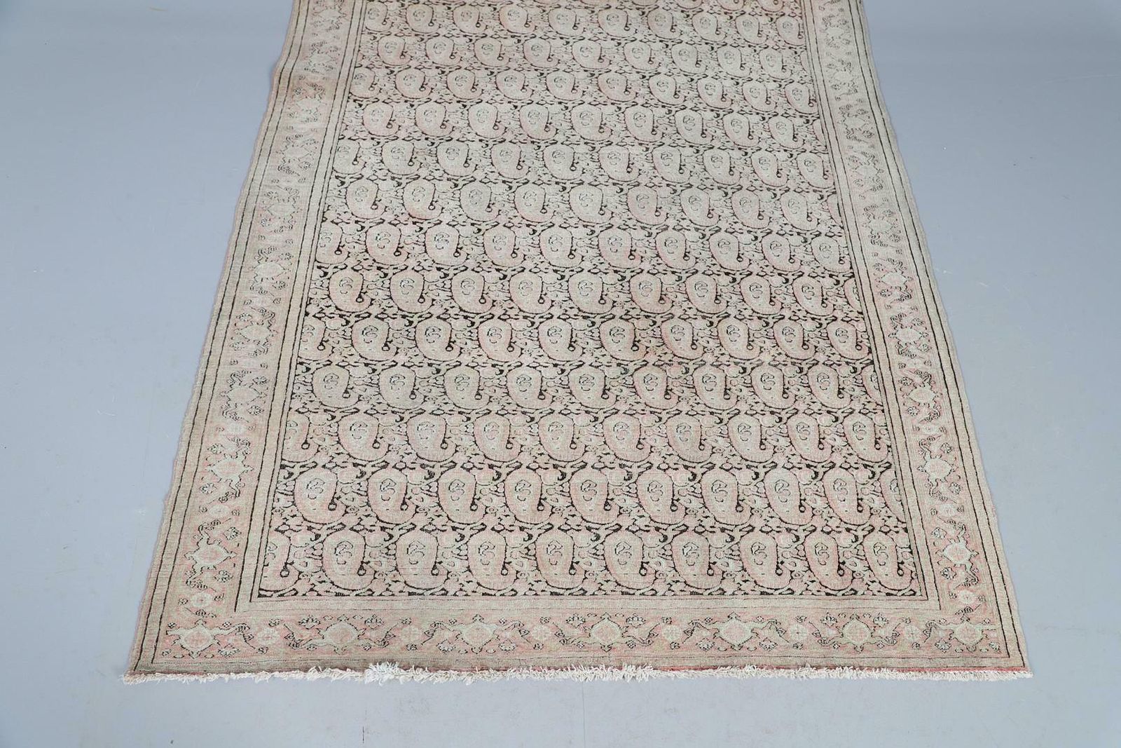 Rare Antique Rugstraditional Blush Pink Rug Wool Paisley Pattern Carpet photo Textiles