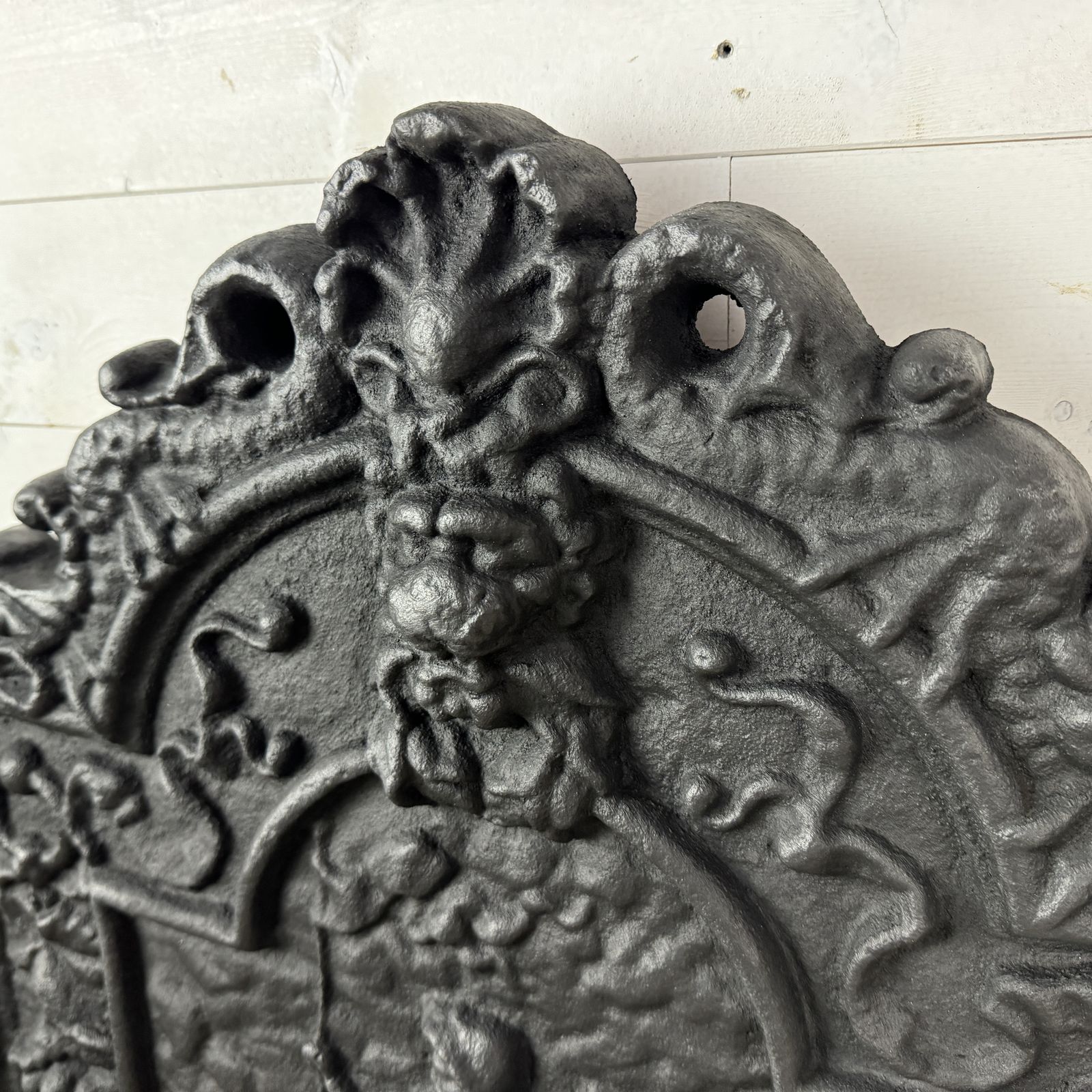 Antique Cast Iron Fire Back, 1800s photo Home Fixtures