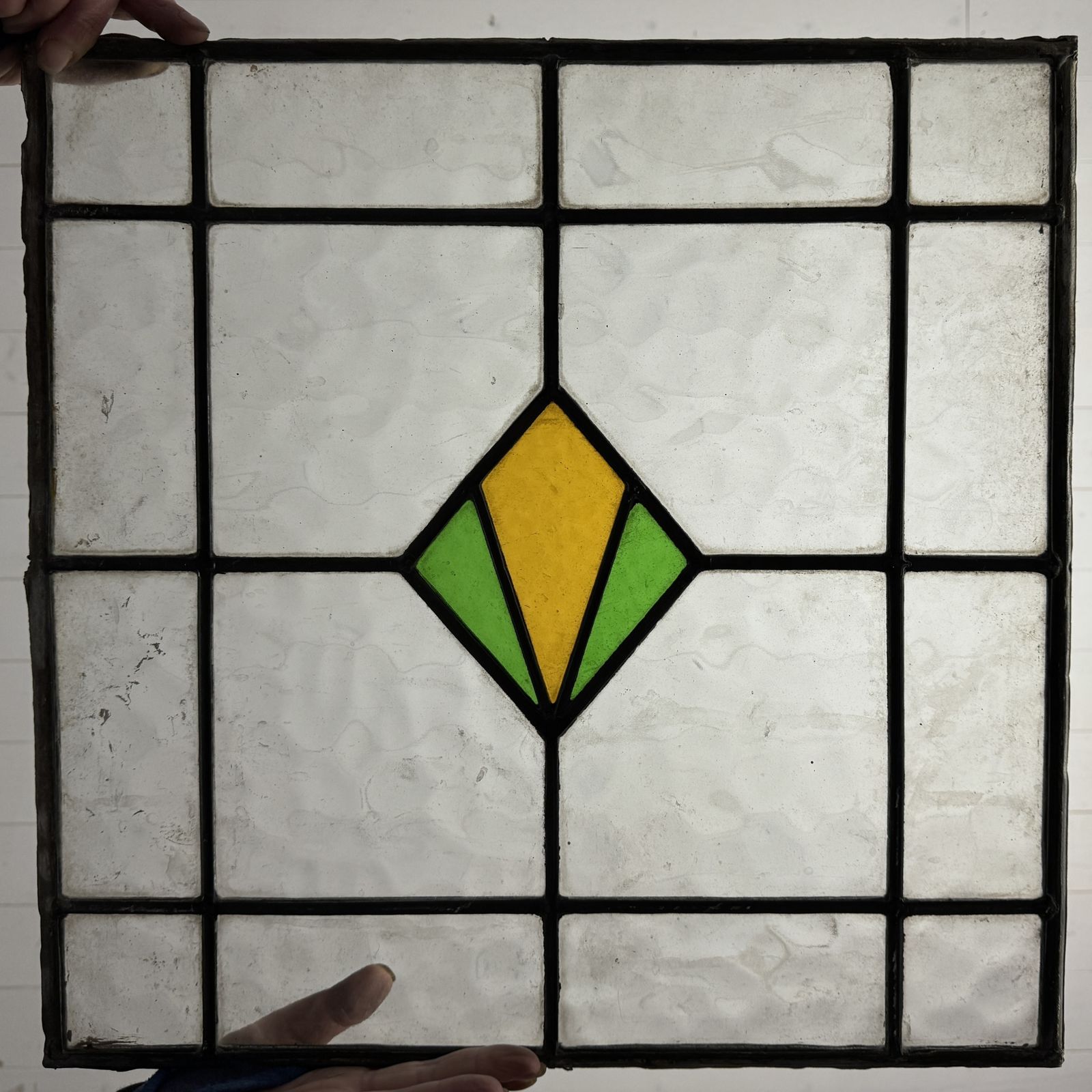 Set Of 9 Reclaimed 1930s Deco Windows Leaded Lights With Coloured Glass