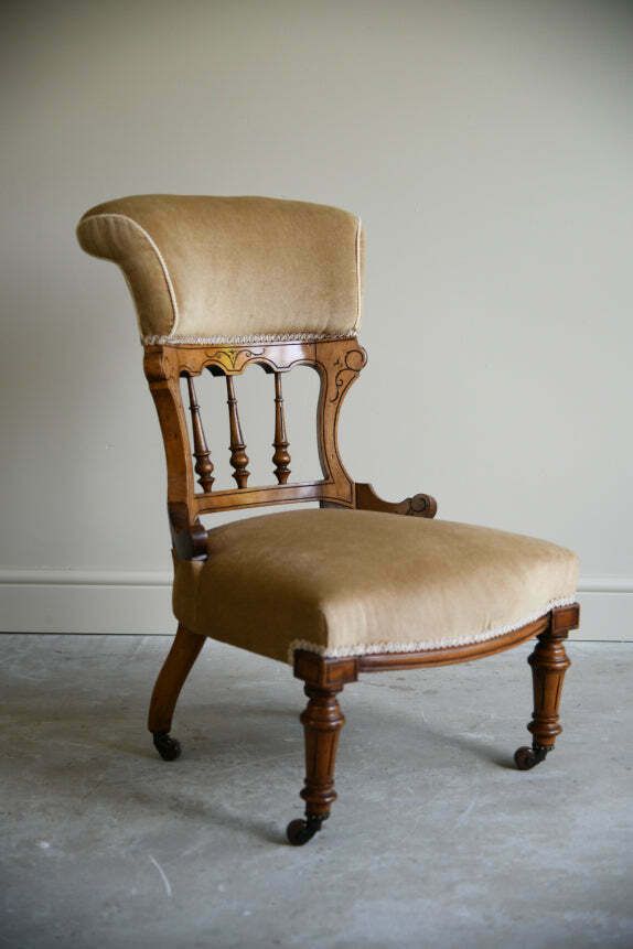 Victorian Upholstered Oak Occasional Chair photo furniture
