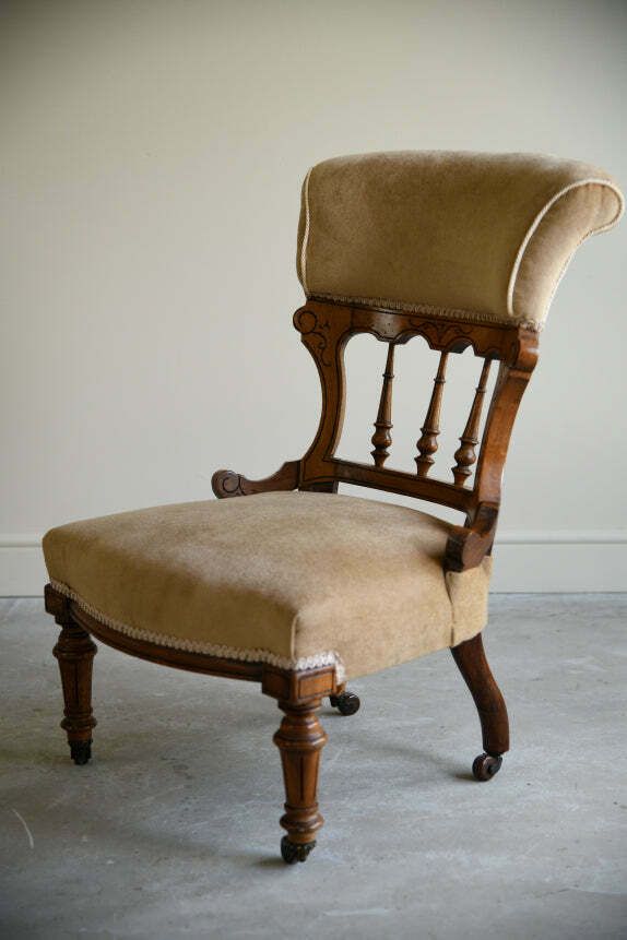 Victorian Upholstered Oak Occasional Chair photo Furniture