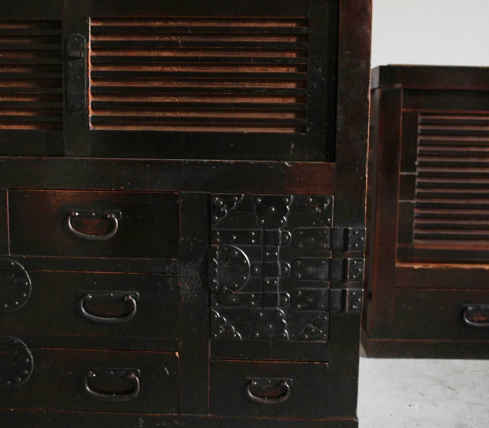 photo furniture Large Two Section Late Edo Period Japanese Tansu Cabinet