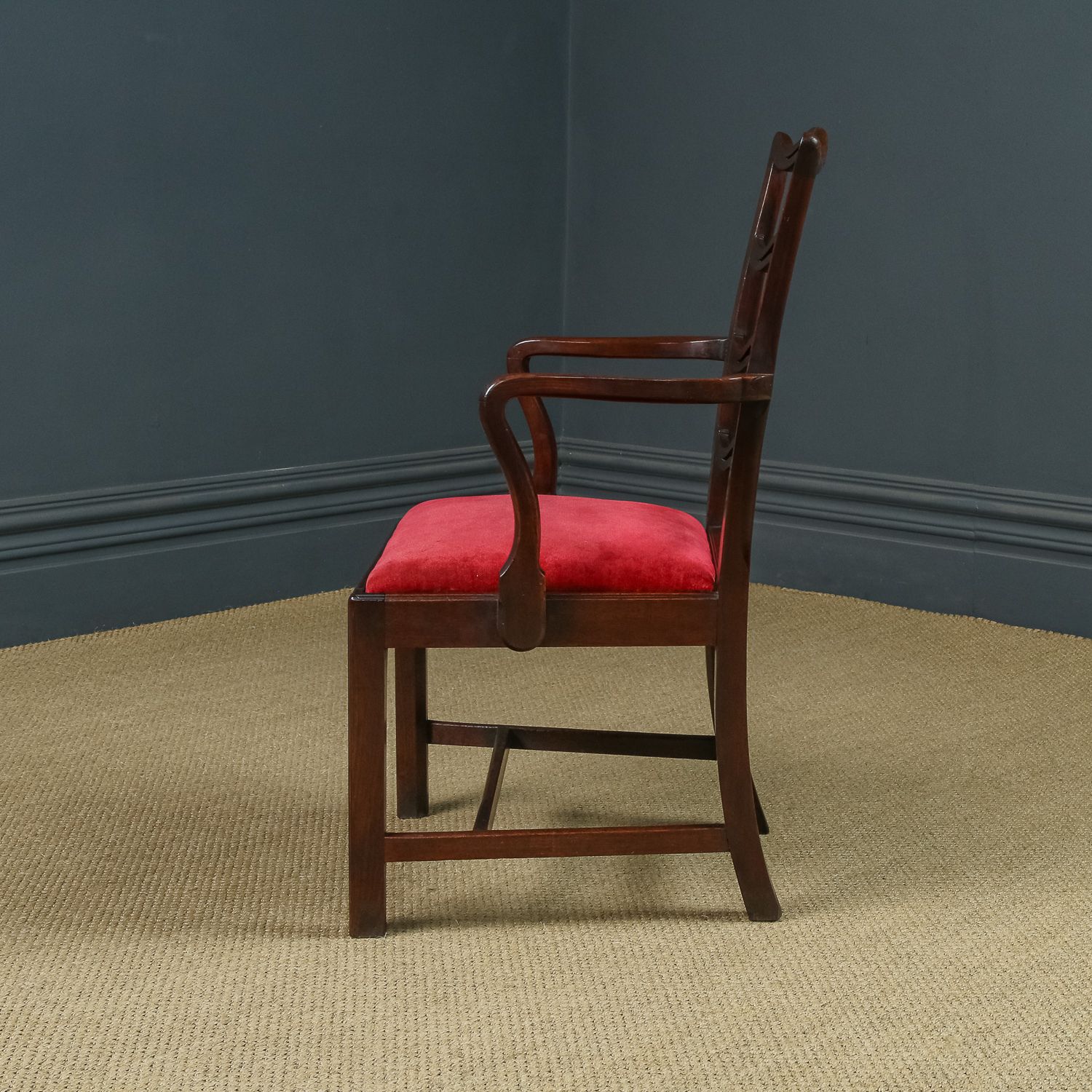 English Georgian Chippendale Ribbon Back Mahogany Dining  / Occasional Armchair / Carver Chair (Circa 1800) photo buy