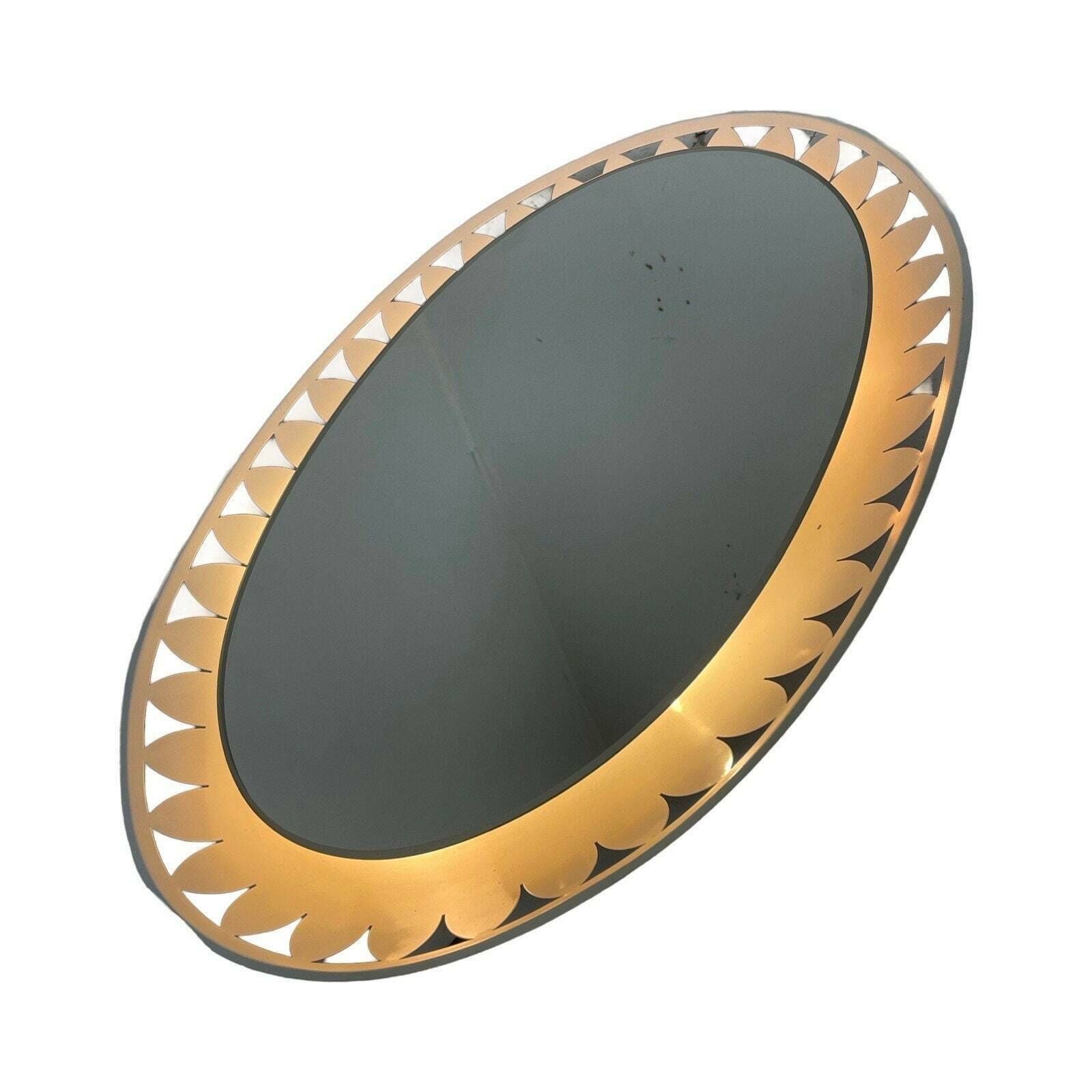 Ernest Igl For Hillebrand   German Made Space Age Design Mirror With Backlighting   Large Model In Great Condition   Oval Shaped photo for sale