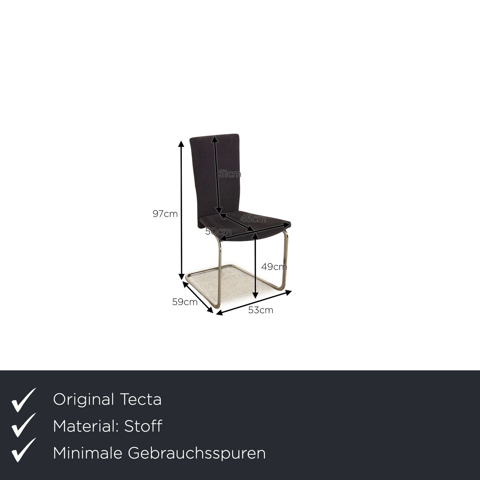 Set Of 8 Tecta B20 Fabric Cantilever Chairs Dark Grey Dark Blue photo furniture
