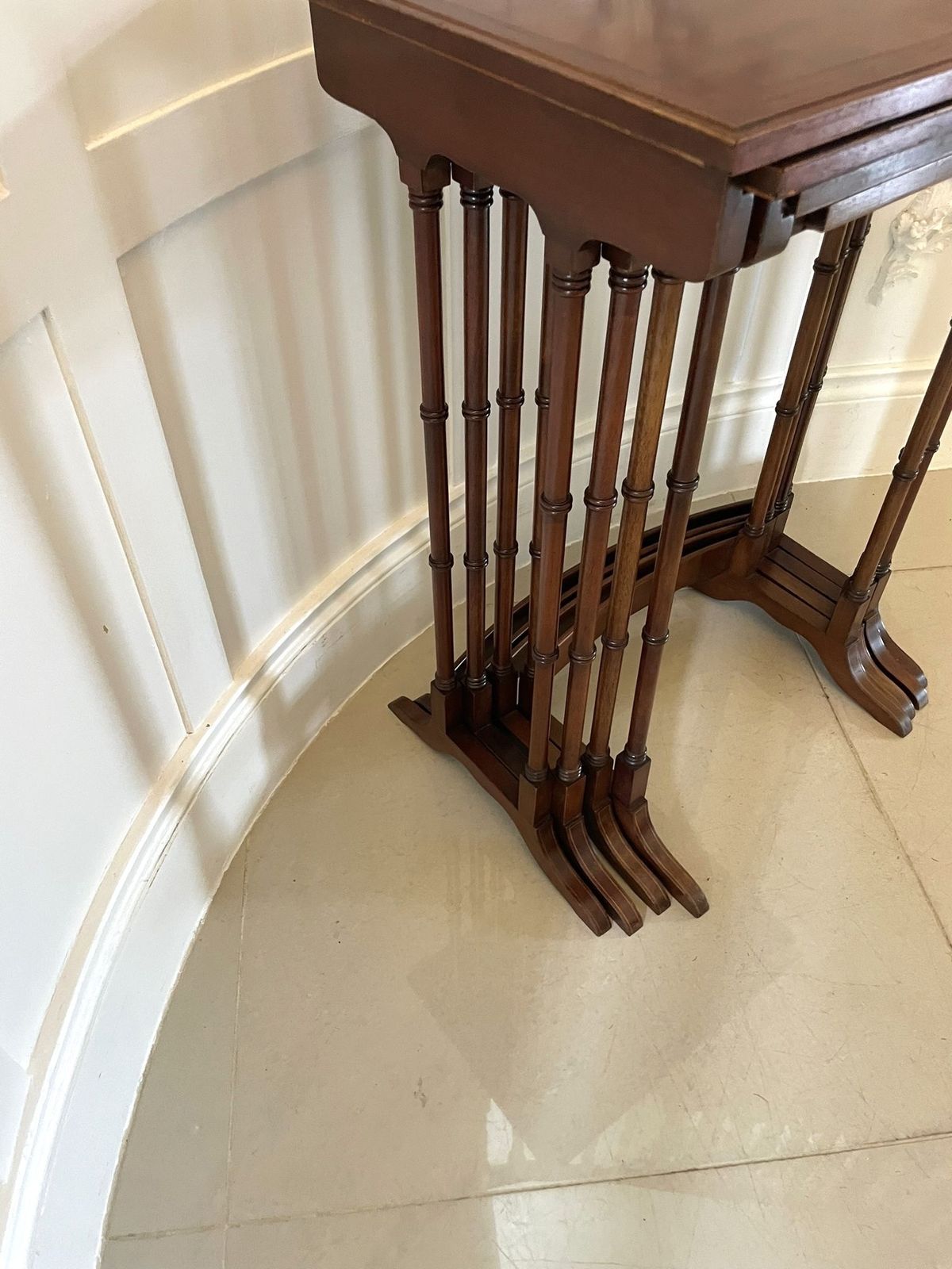 Superb Quality Antique Early 20th Century Mahogany Inlaid Quartetto Nest Of Tables photo for sale