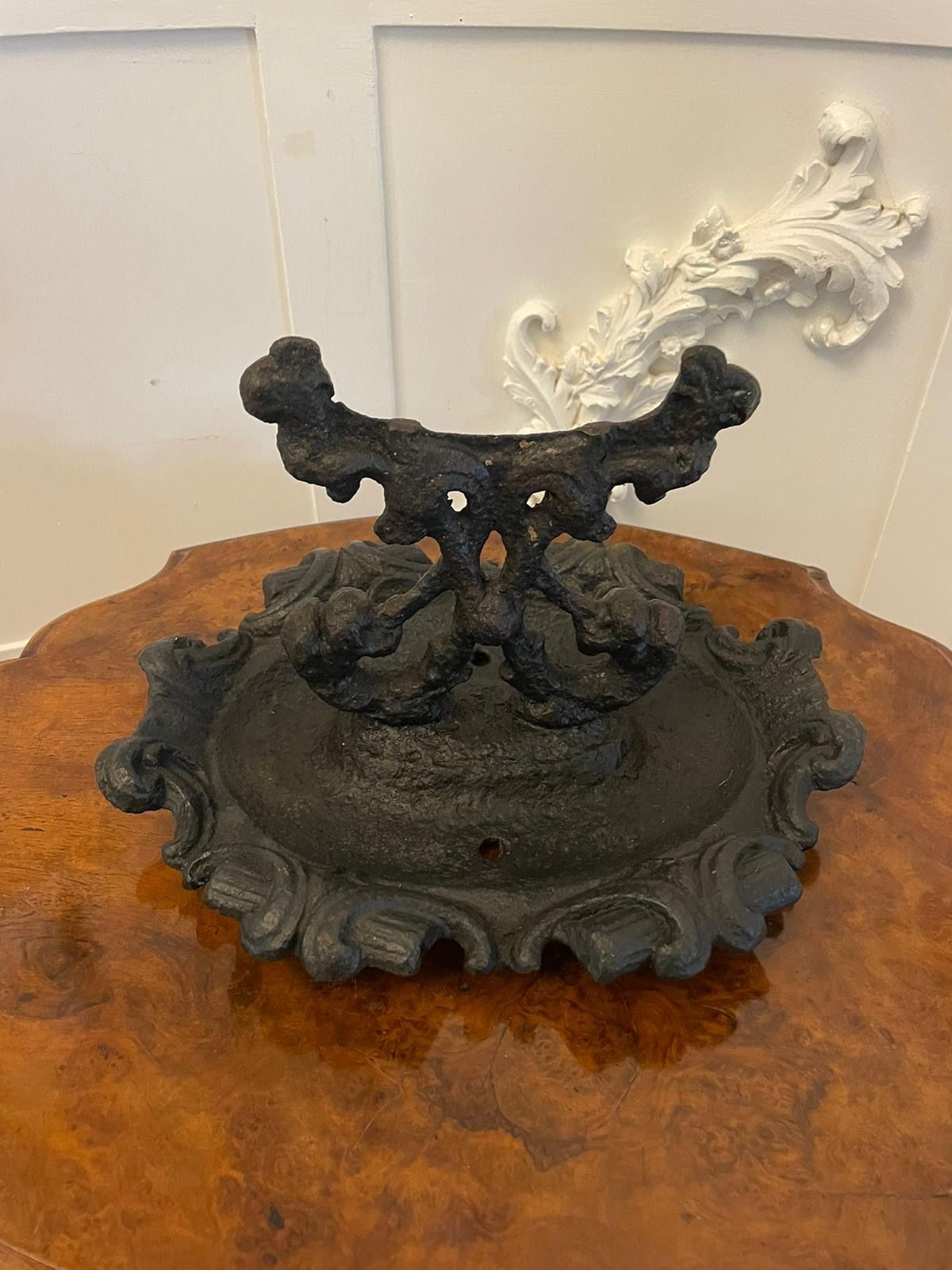 Antique 19th Century Ornate Cast Iron Doorstep Foot Scraper photo for sale