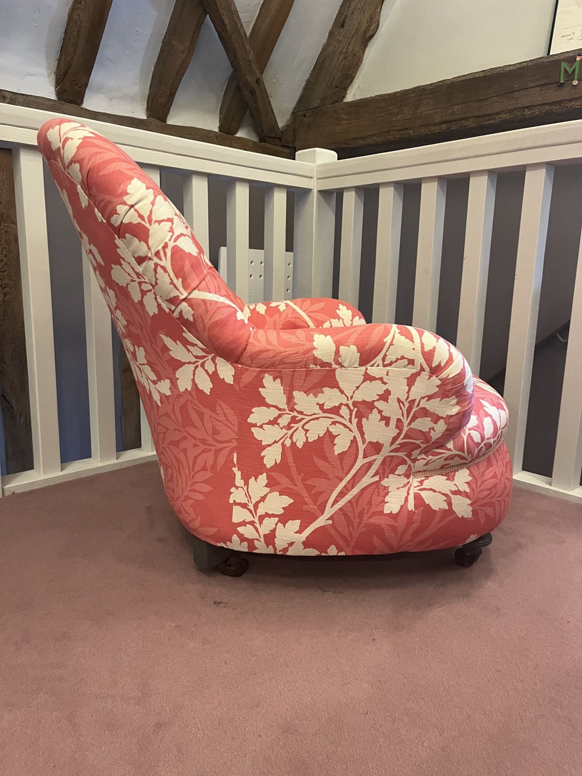 photo for sale Victorian Deep Button Back Bedroom/Nursing Chair Upholstered In Hawthorn By Romo Villa Nova