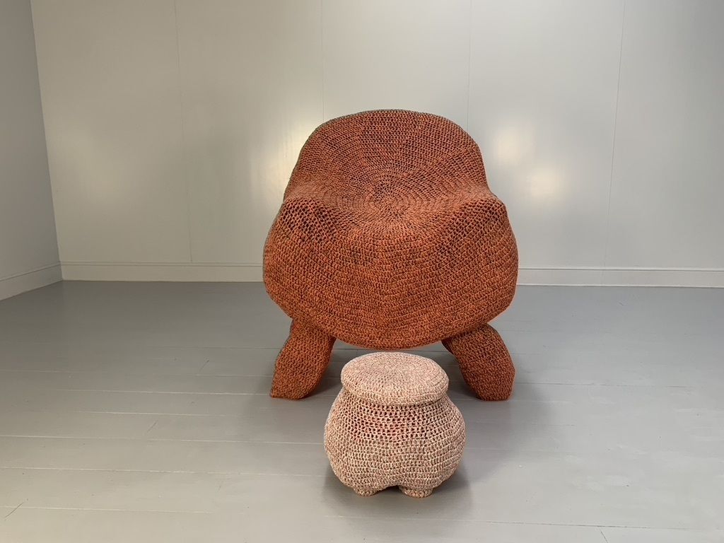 Jordyn Rachel Gardiner “Udder” Armchair & Stool – In Crochet Cotton Yarn