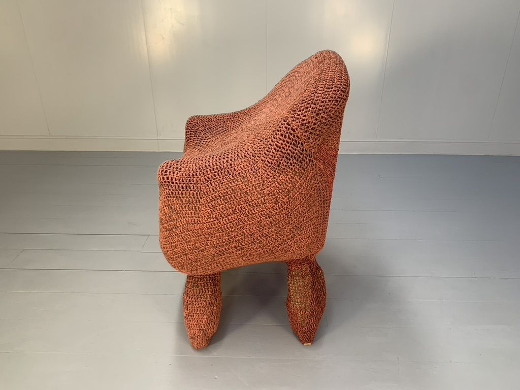 5900.0 Jordyn Rachel Gardiner “Udder” Armchair & Stool – In Crochet Cotton Yarn photo