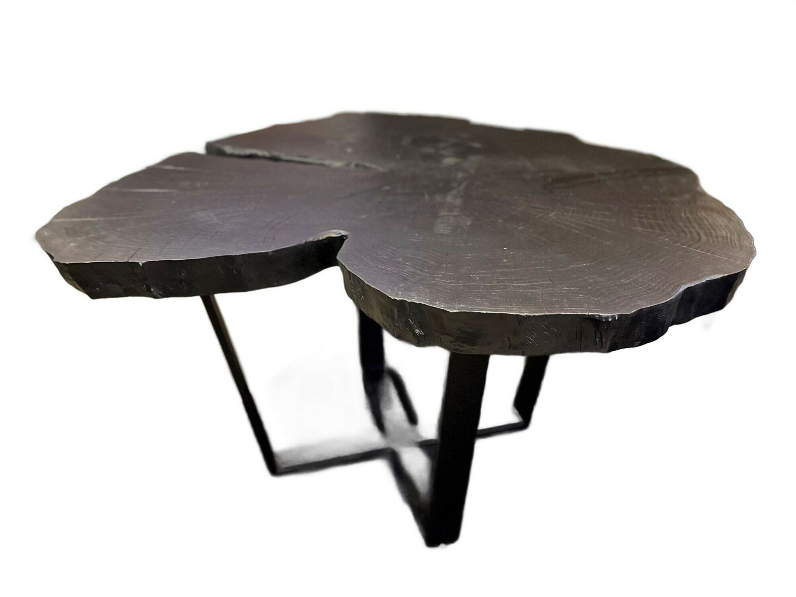 Contemporary Charred Oak Wood Dining Table With Black Steel Base, At 2024