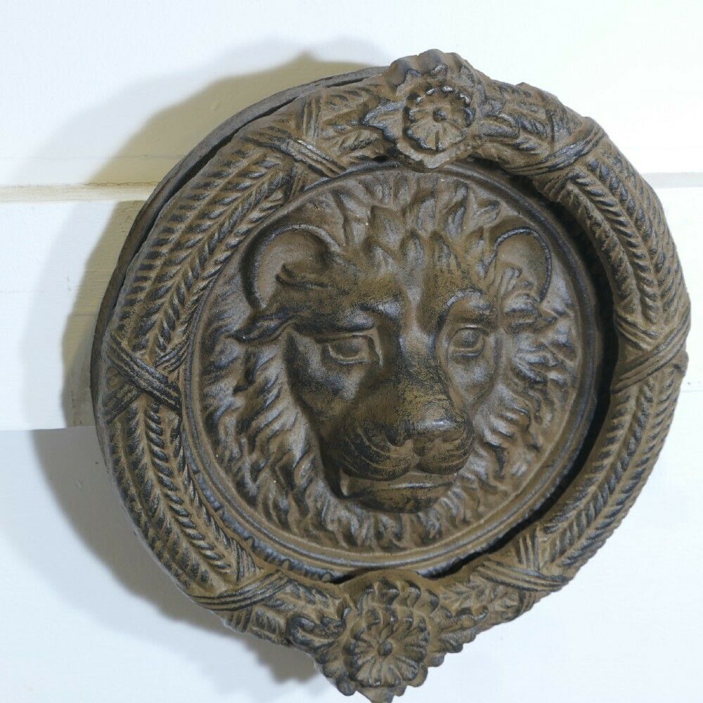 Large Gothic Lion’s Mask Iron Door Knocker photo furniture