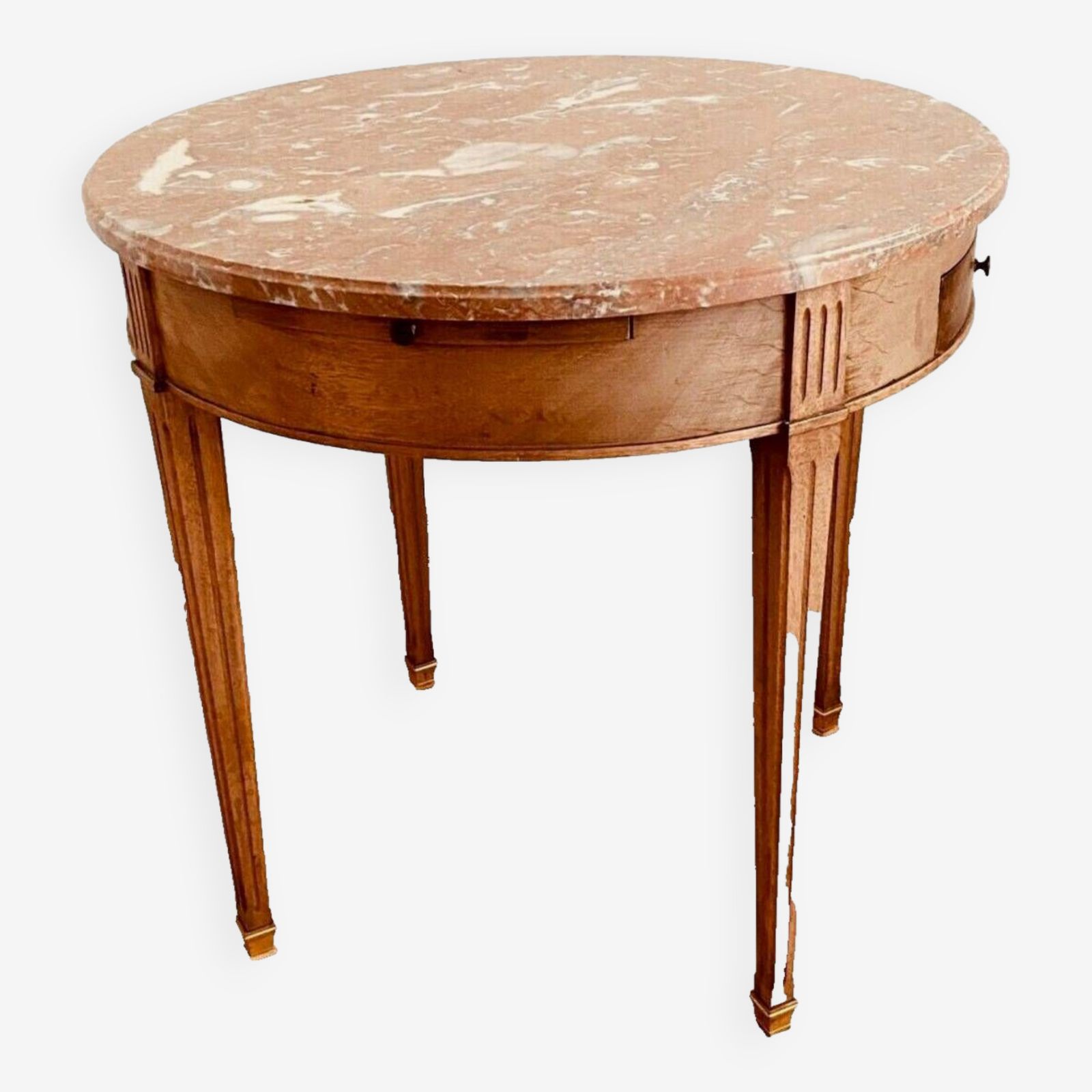 Louis XVI Style Pedestal Table In Mahogany And 20th Century Veneer