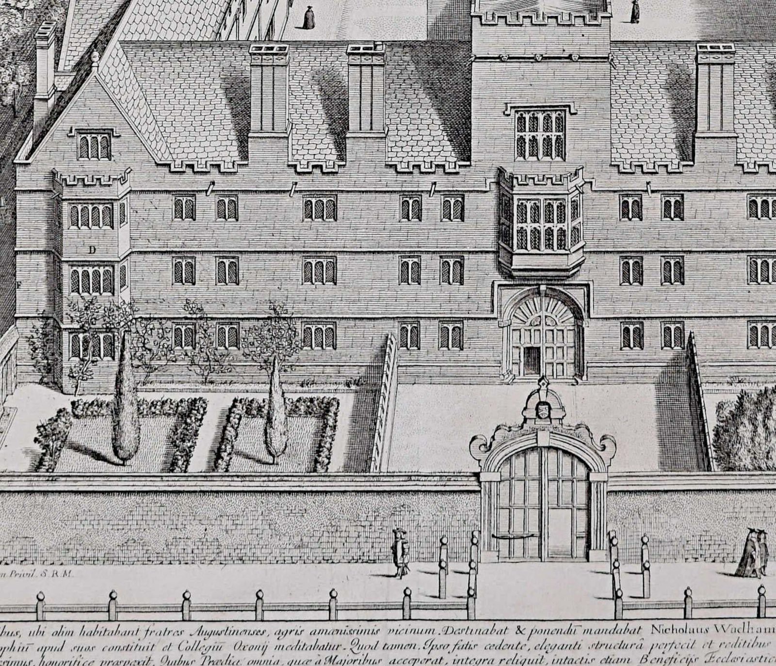 David Loggan Wadham College, Oxford 1675 Engraving By David Loggan 1675 photo for sale