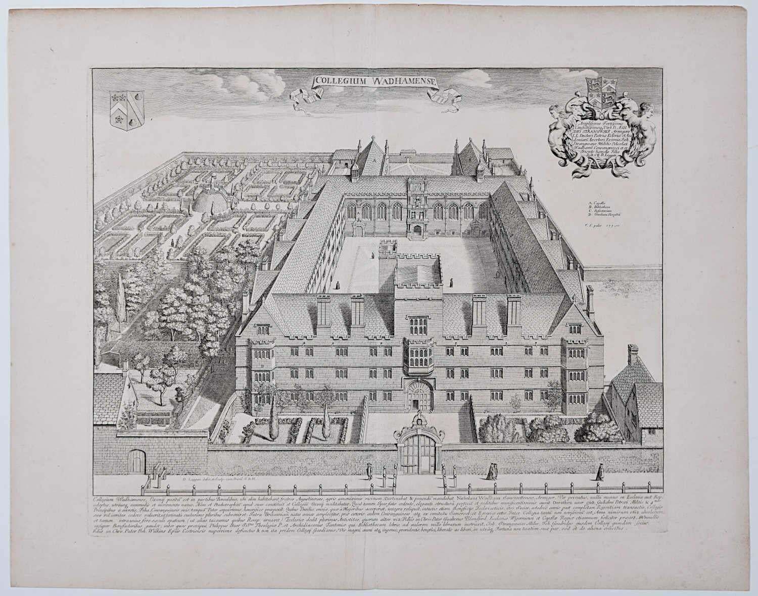 David Loggan Wadham College, Oxford 1675 Engraving By David Loggan 1675