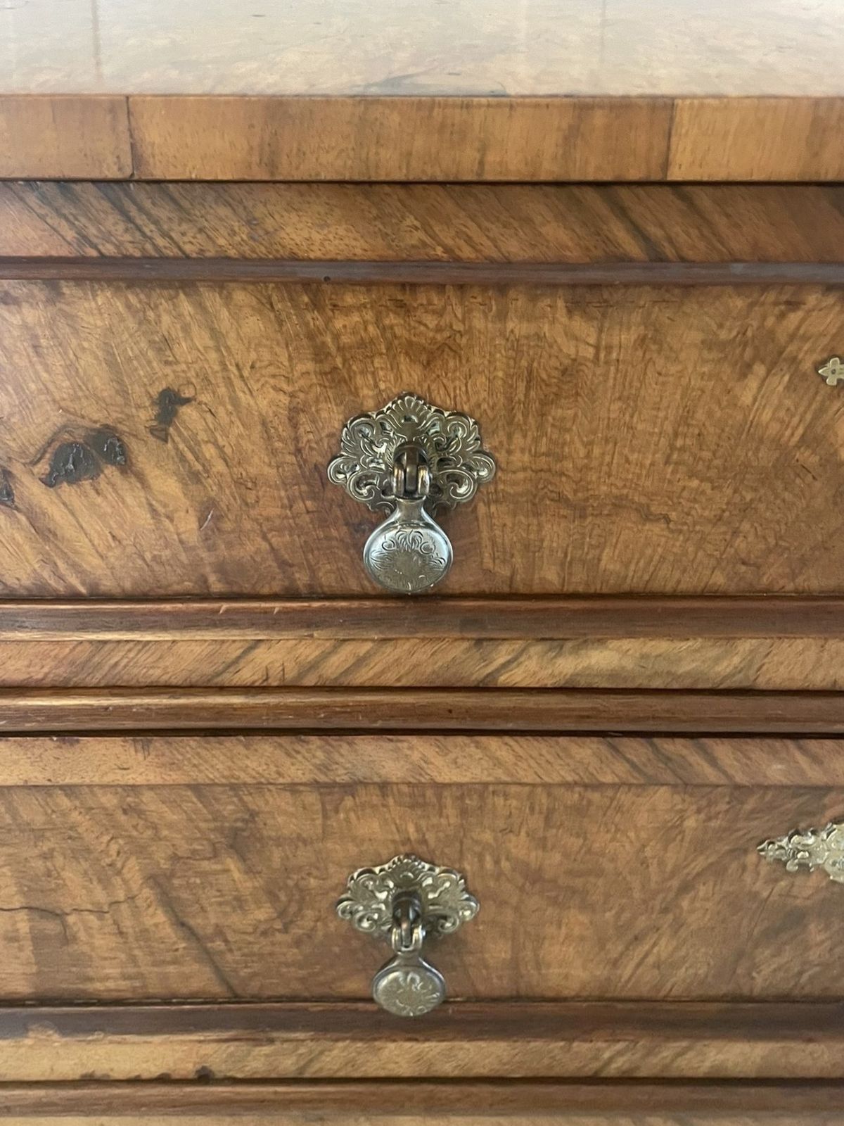 Antique 19th Century Outstanding Quality Burr Walnut Chest Of Four Drawers photo furniture