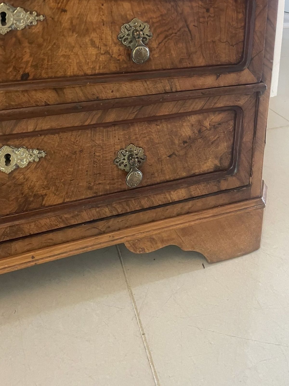 Antique 19th Century Outstanding Quality Burr Walnut Chest Of Four Drawers photo buy
