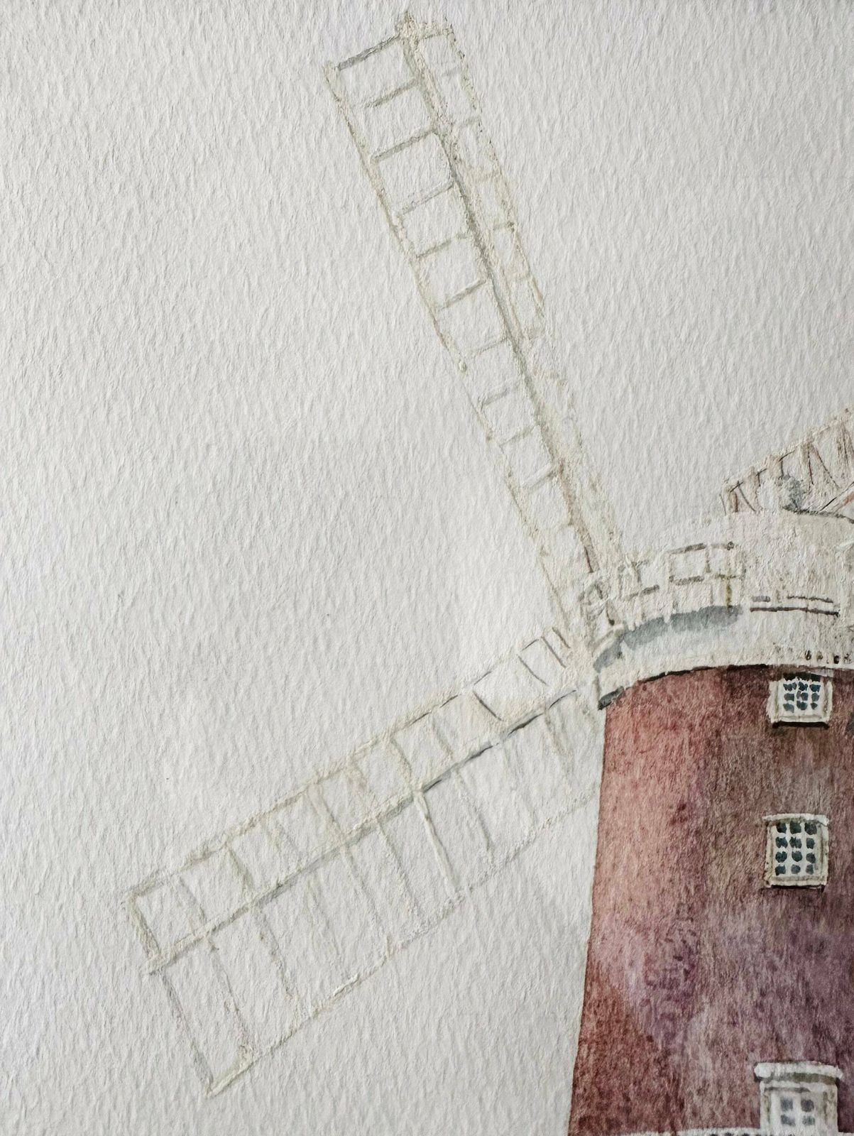 Framed Watercolour Painting, Windmill In Norfolk Painting, Vintage Famed And Signed Painting photo vinterior