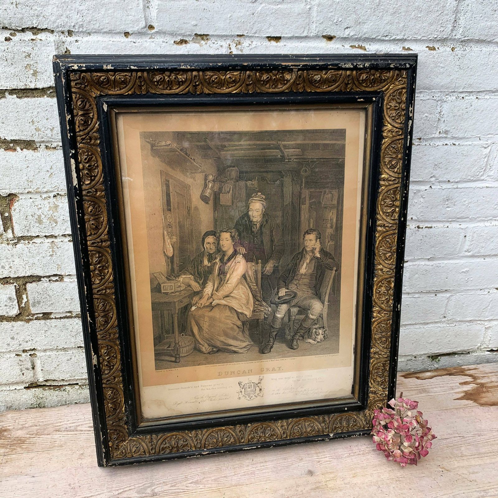 Antique Framed Print Dated 1876 photo furniture