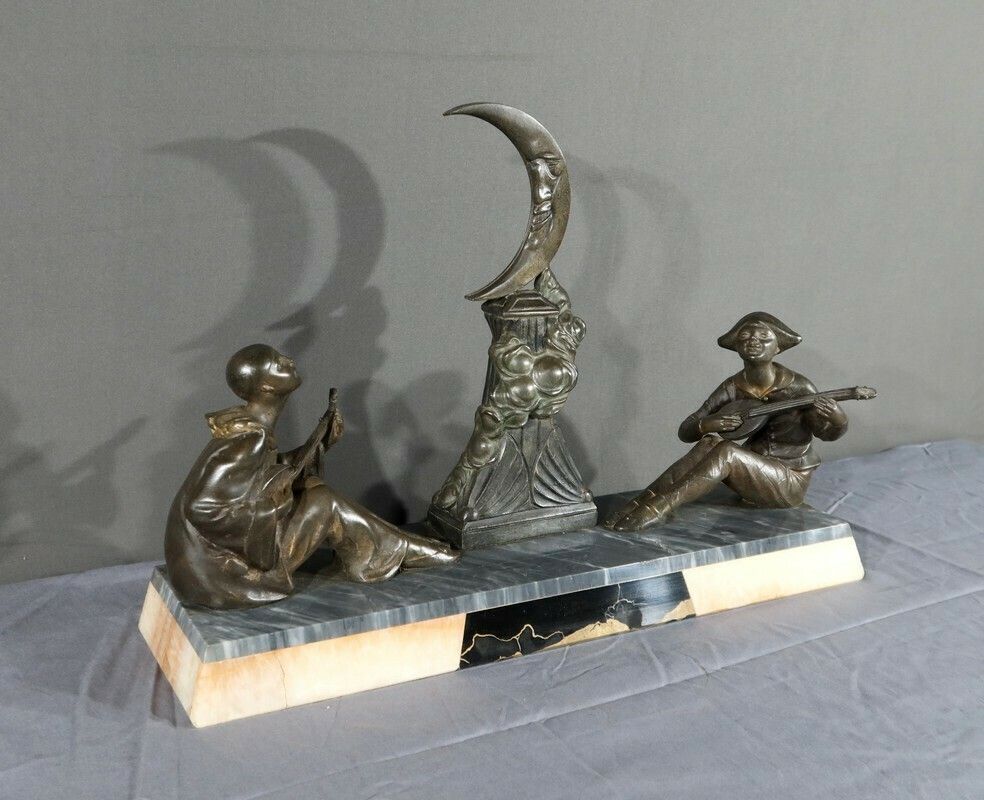 Regulate Sculpture Of Pierrot And Columbine – Early 20th Century photo furniture