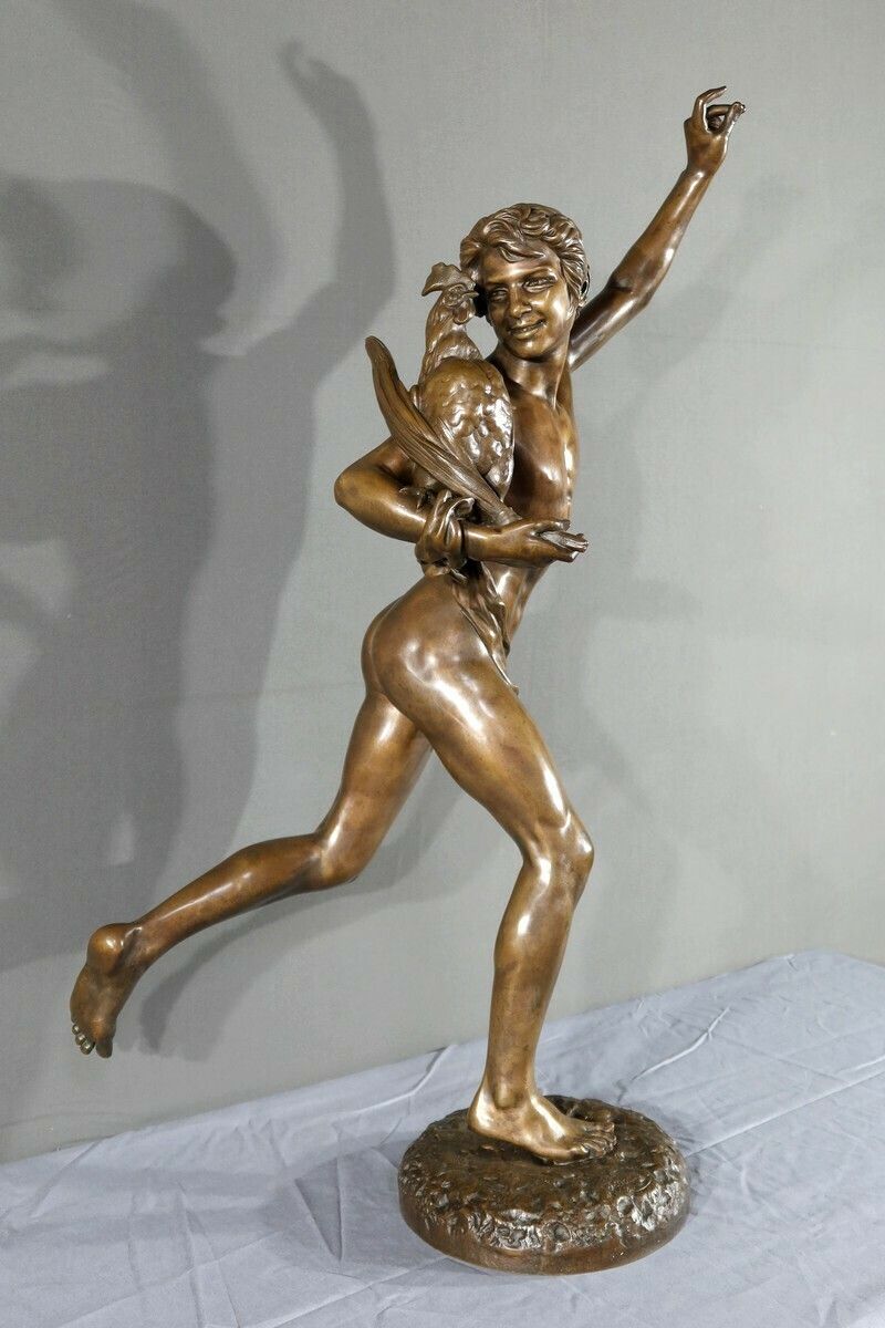 Bronze “Winner In The Cockfight”, Signed A. Falguière – 2nd Part 19th Century photo furniture