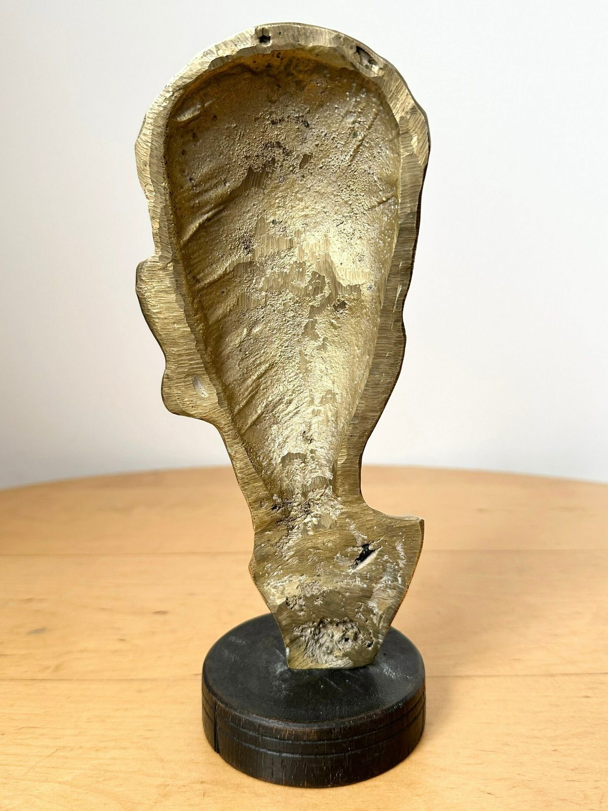 Vintage African Brass Head Sculpture On Wooden Stand photo 90.0