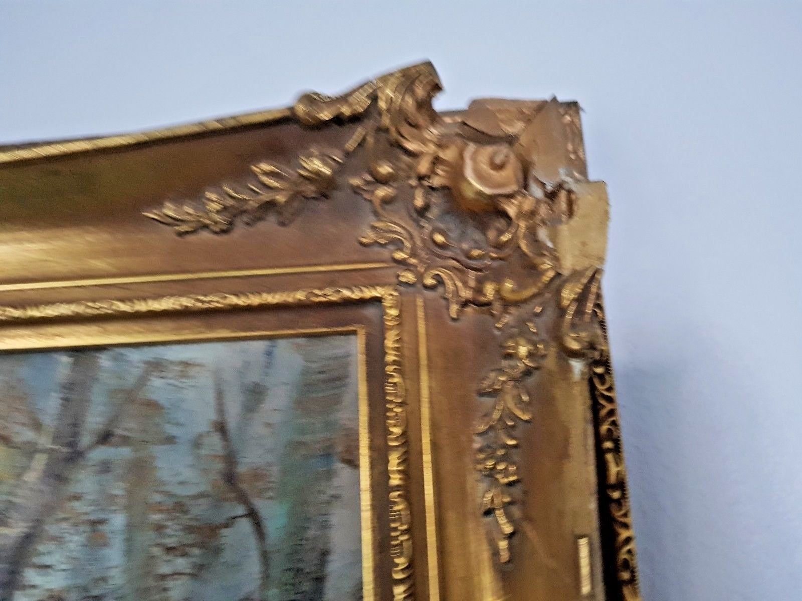 2 Large Landscape Oil Relief Paintings Spring & Winter Signed Yvette St Laurent photo buy