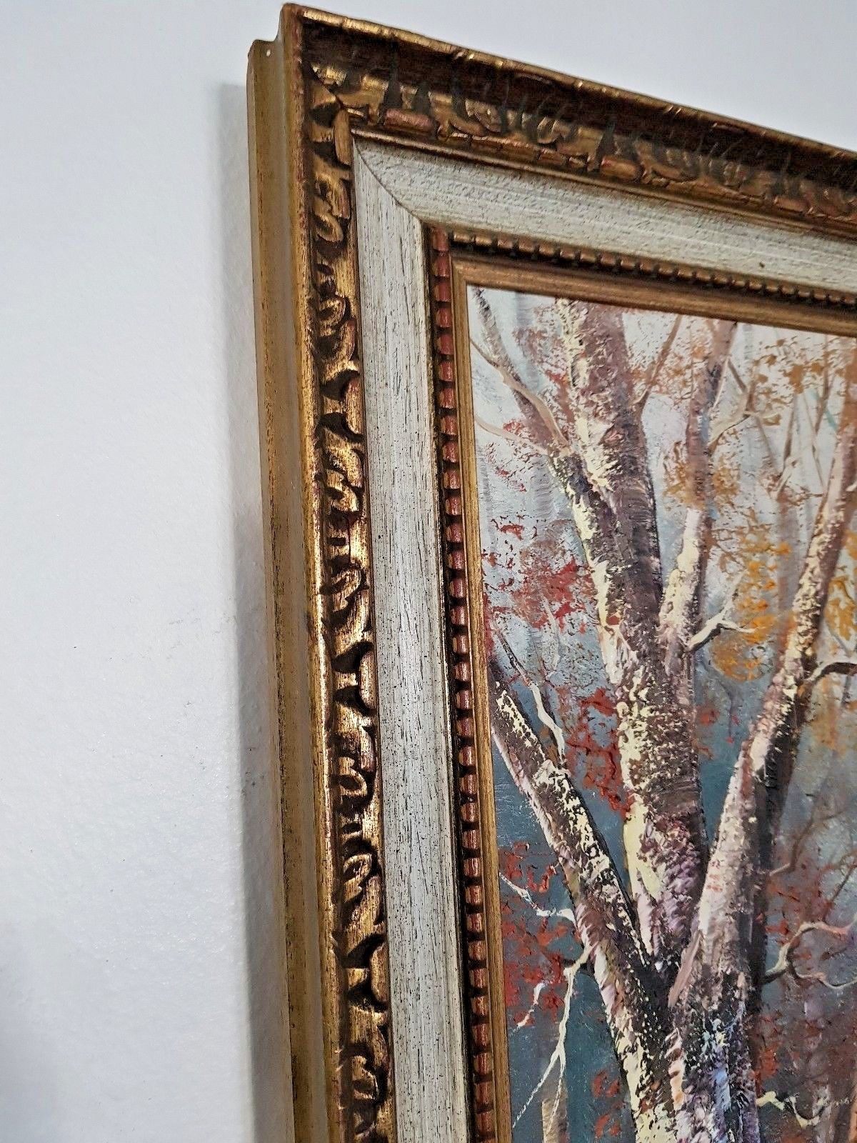 photo furniture 2 Large Landscape Oil Relief Paintings Spring & Winter Signed Yvette St Laurent