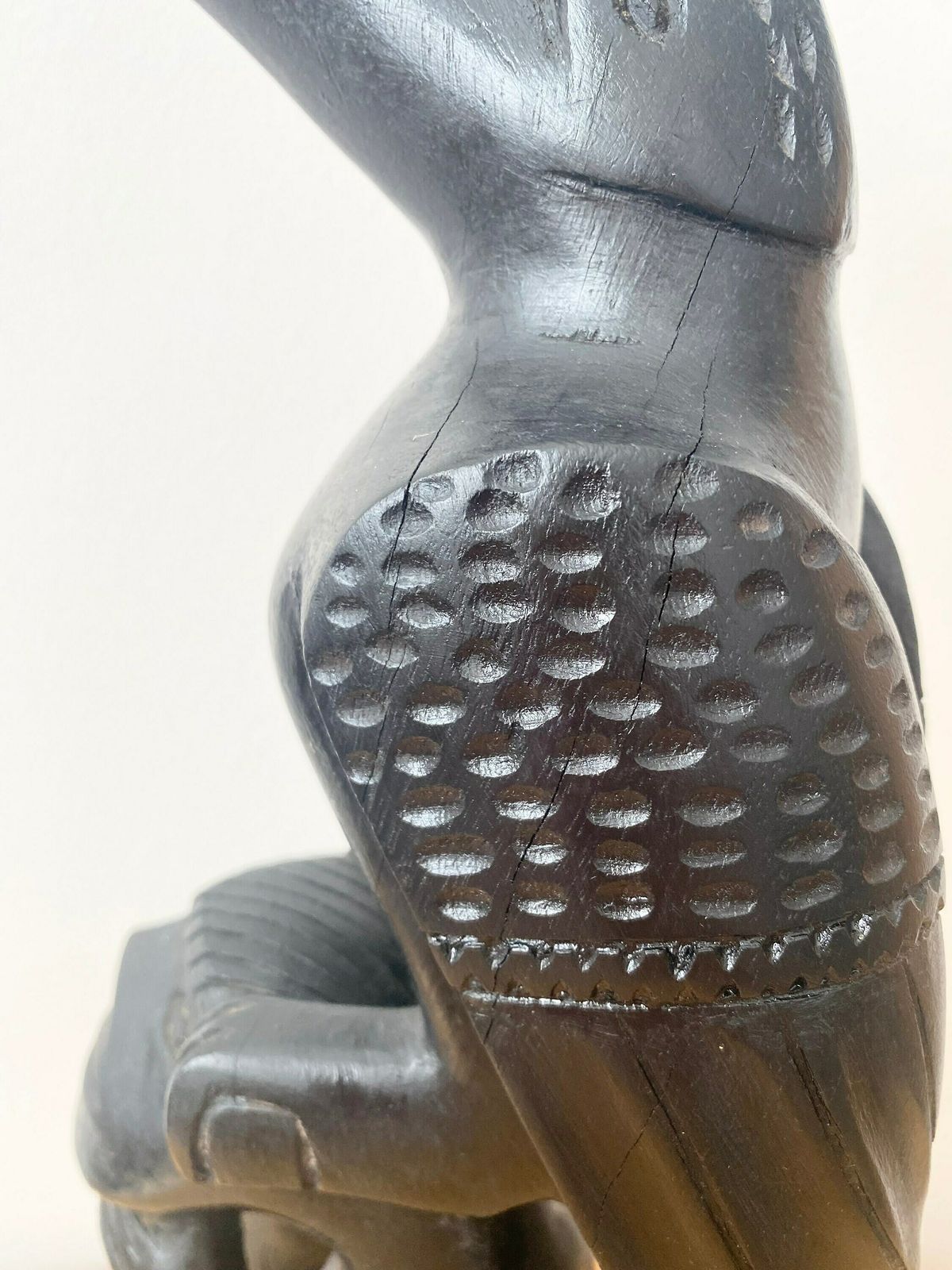African Wooden Sculpture, Man With Bird, Ebony Statue, African Art photo buy