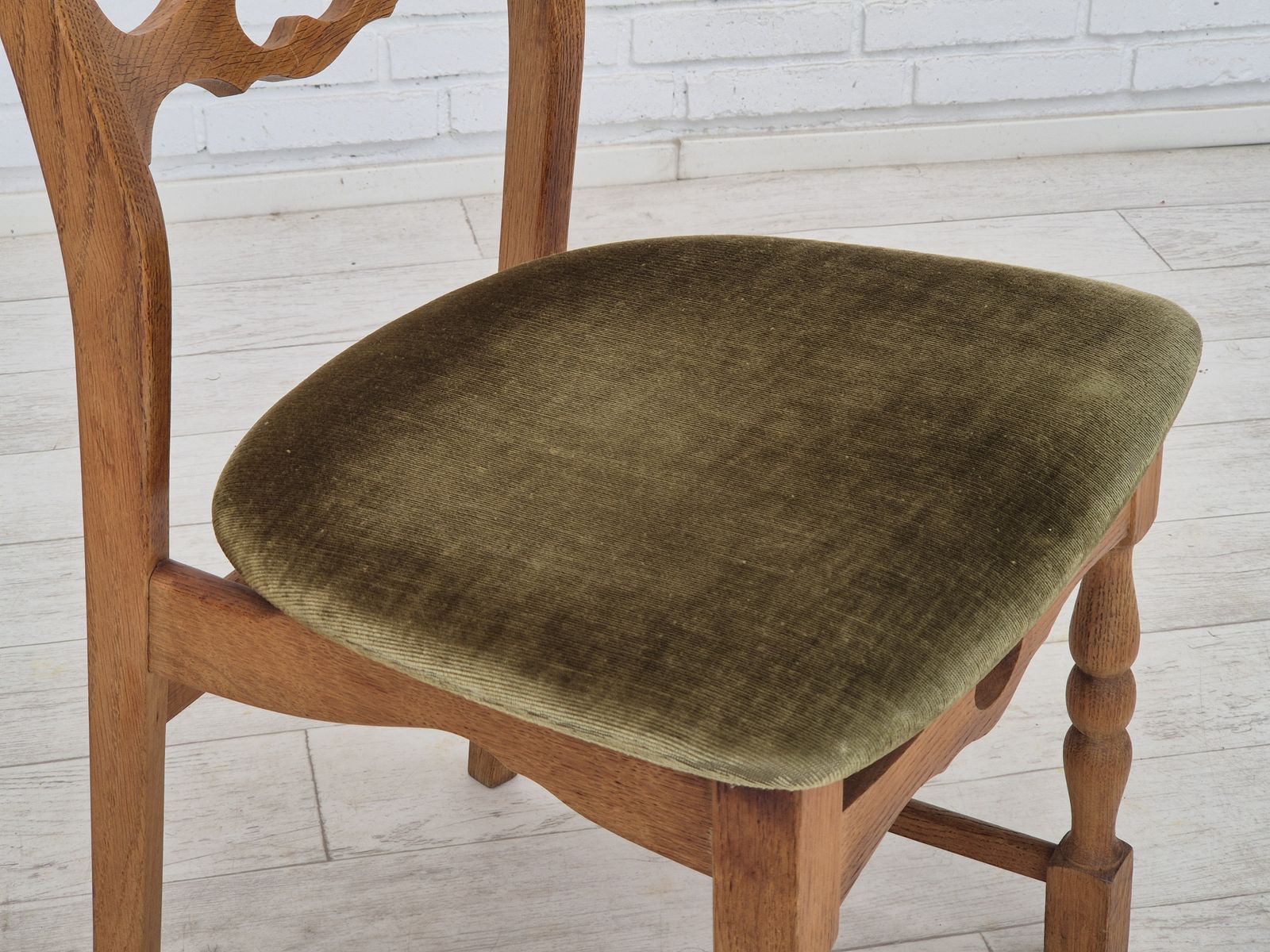 1970s, Set Of 4 Danish Dining Chairs, Original Condition, Oak Wood, Furniture Velour. photo Furniture