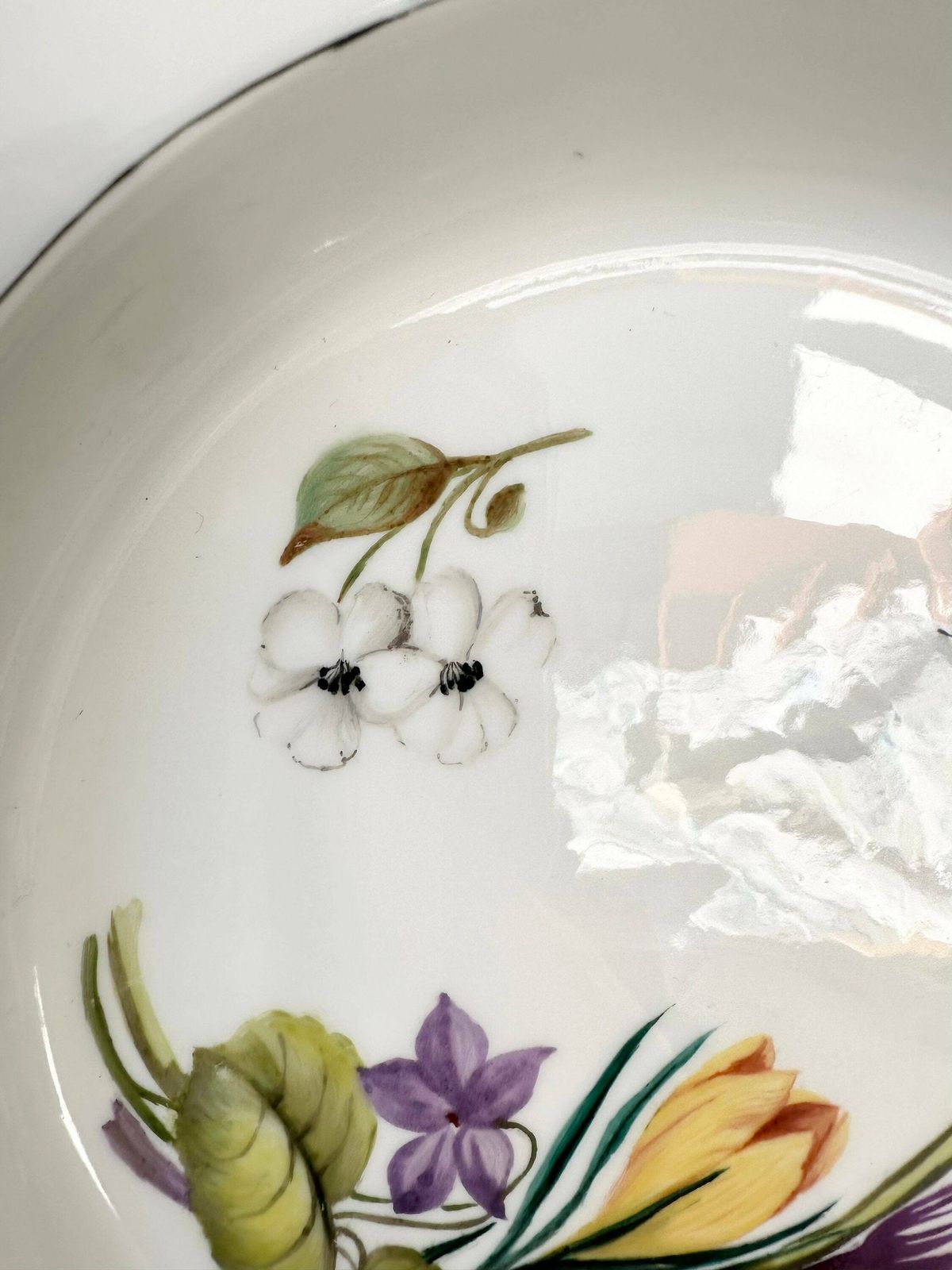 Meissen Porcelain Plate, Hand Painted Flowers And Beautiful Motif, 1900 photo 120.0