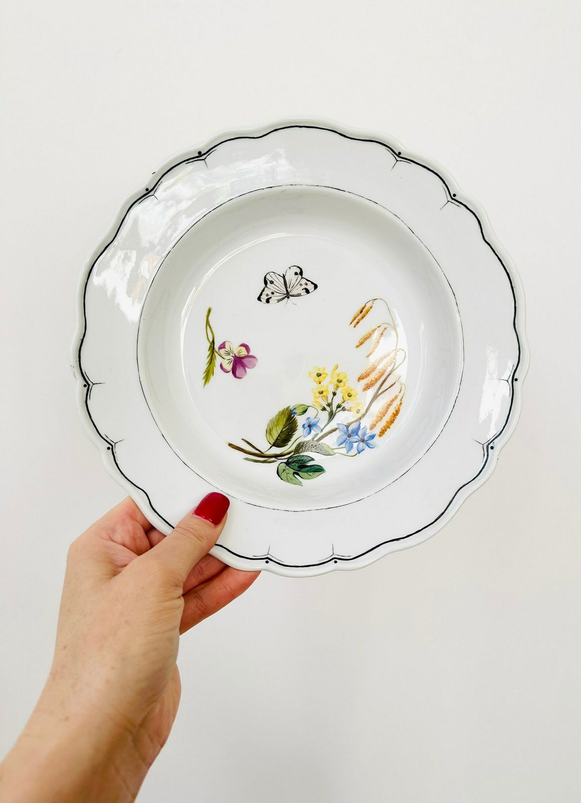 Meissen Porcelain Plate, Hand Painted Flowers And Beautiful Motif, 1900 photo furniture