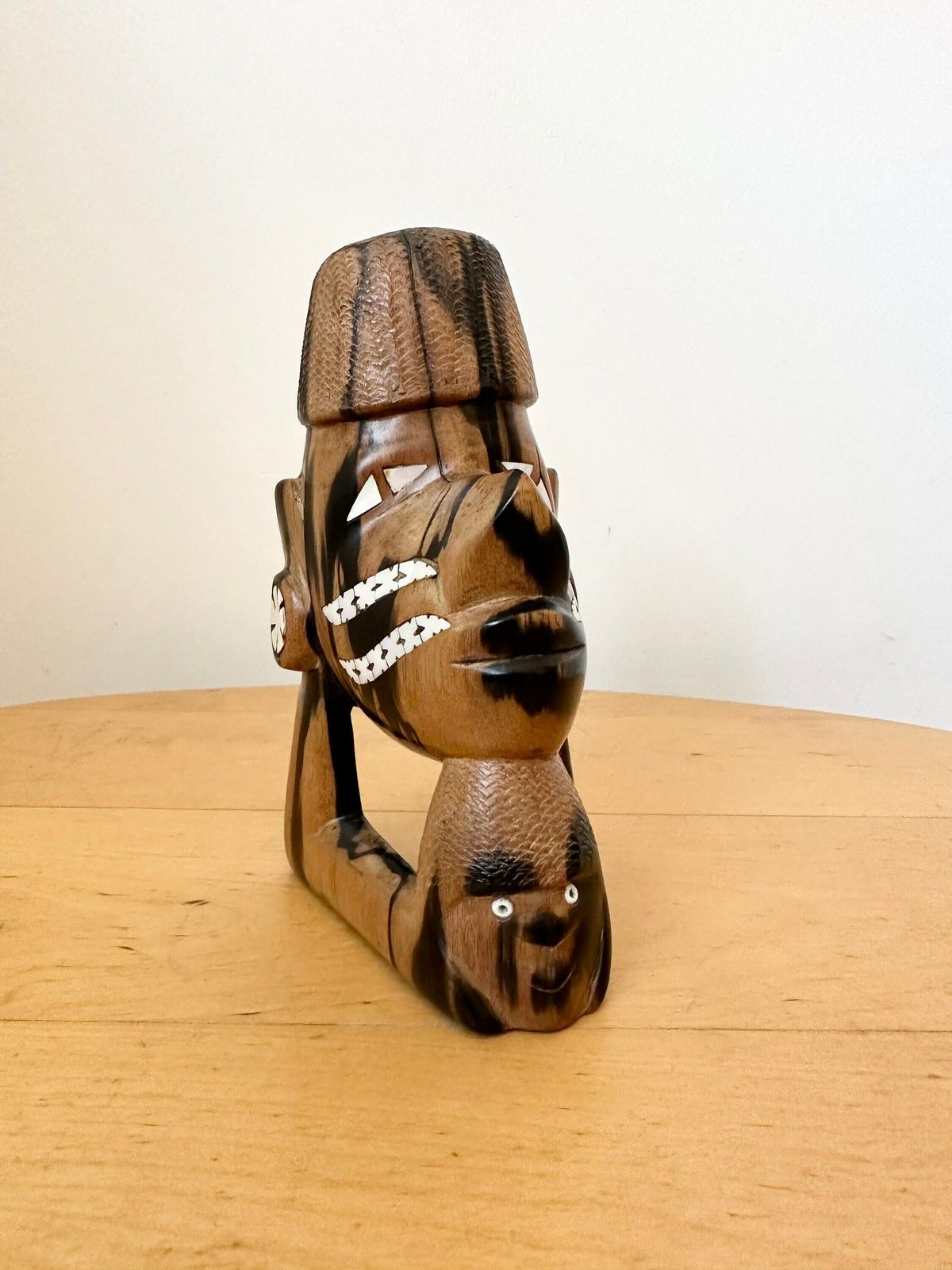 photo for sale Hand Carved Nguzunguzu Mother Of Pearl Figure, Tribal Art, The Solomon Islands Oceanic Art, Wood Statue, Man Cave Decor