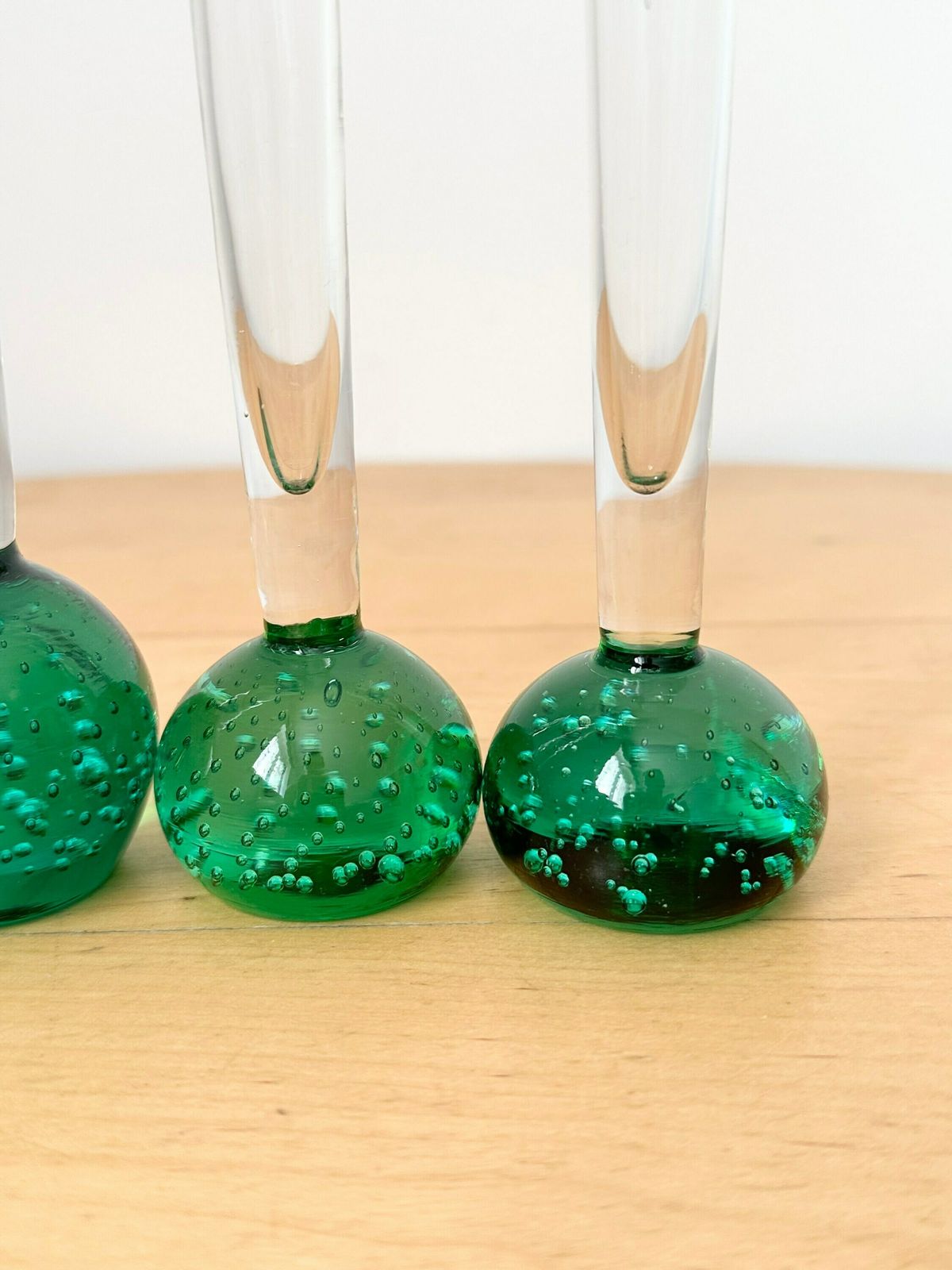Vintage Glass Vases, Set Of 3 Single Flower Vases, Slim Neck Vases photo vinterior